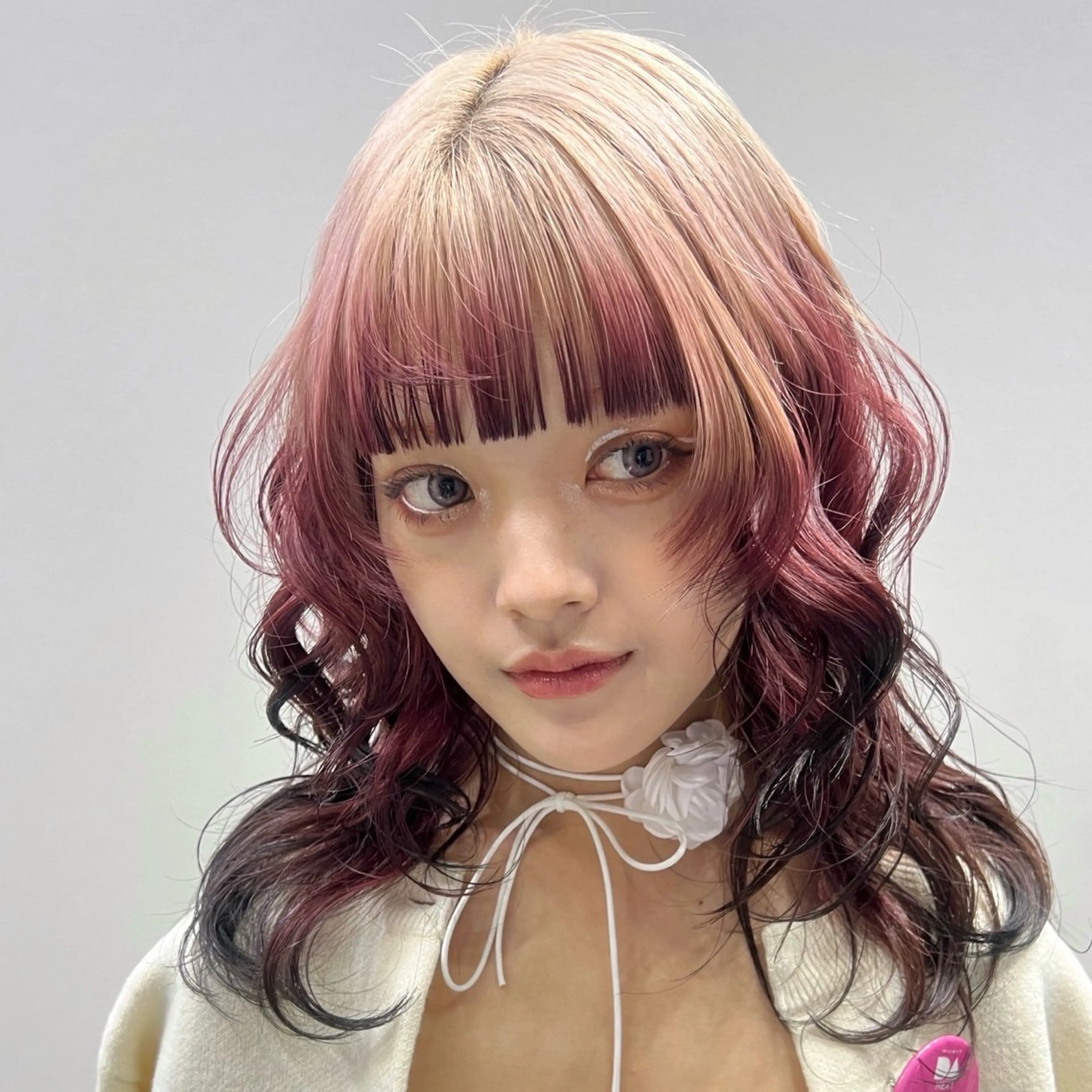 ミディアム 🎀ダブルカラー/ ピンク×ガーリー🎀のヘアスタイル