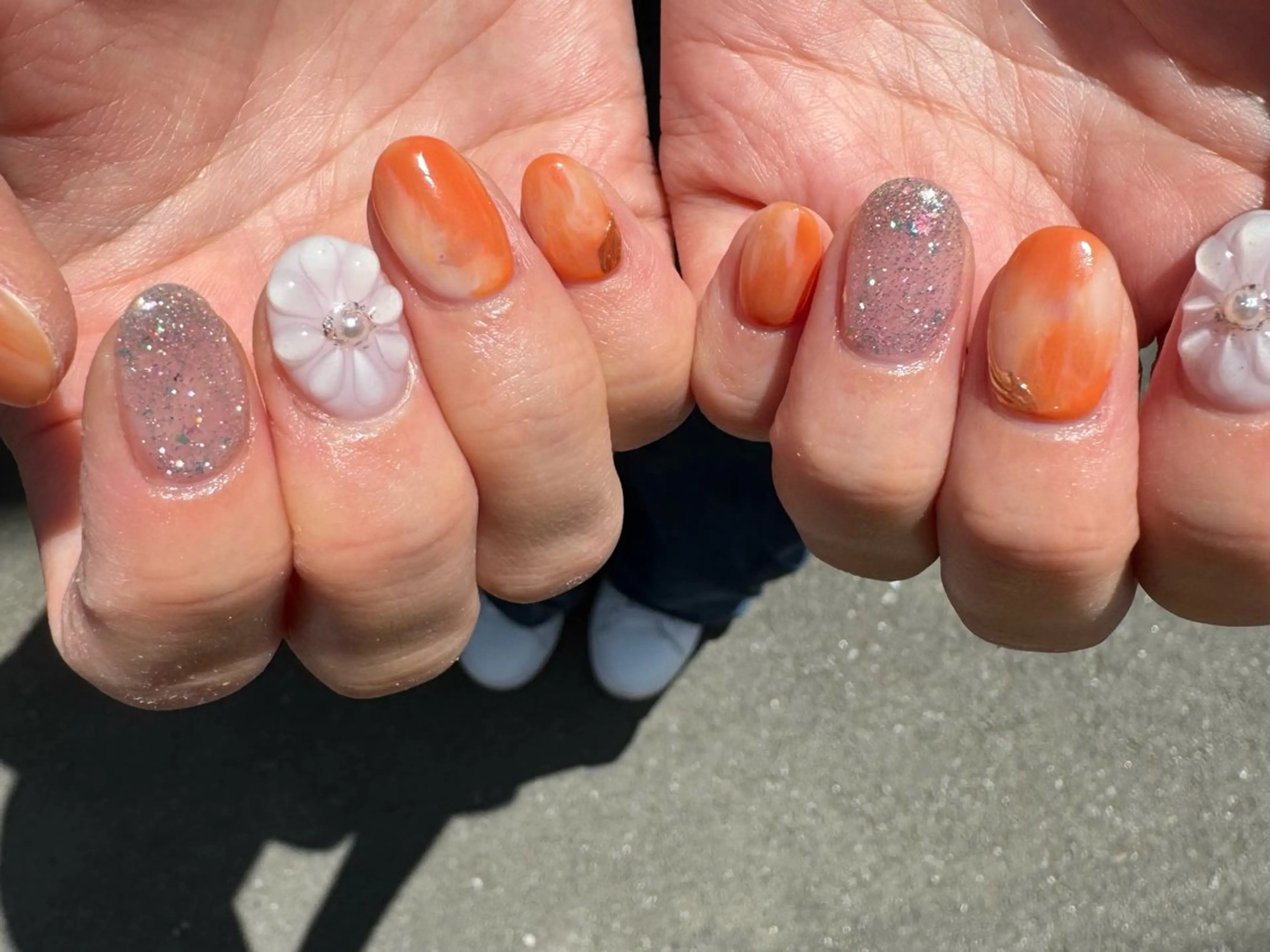 ネイル フレンチネイル ハート ロングネイル マグネットネイル ミラーネイル MH_ Nailのネイルデザイン