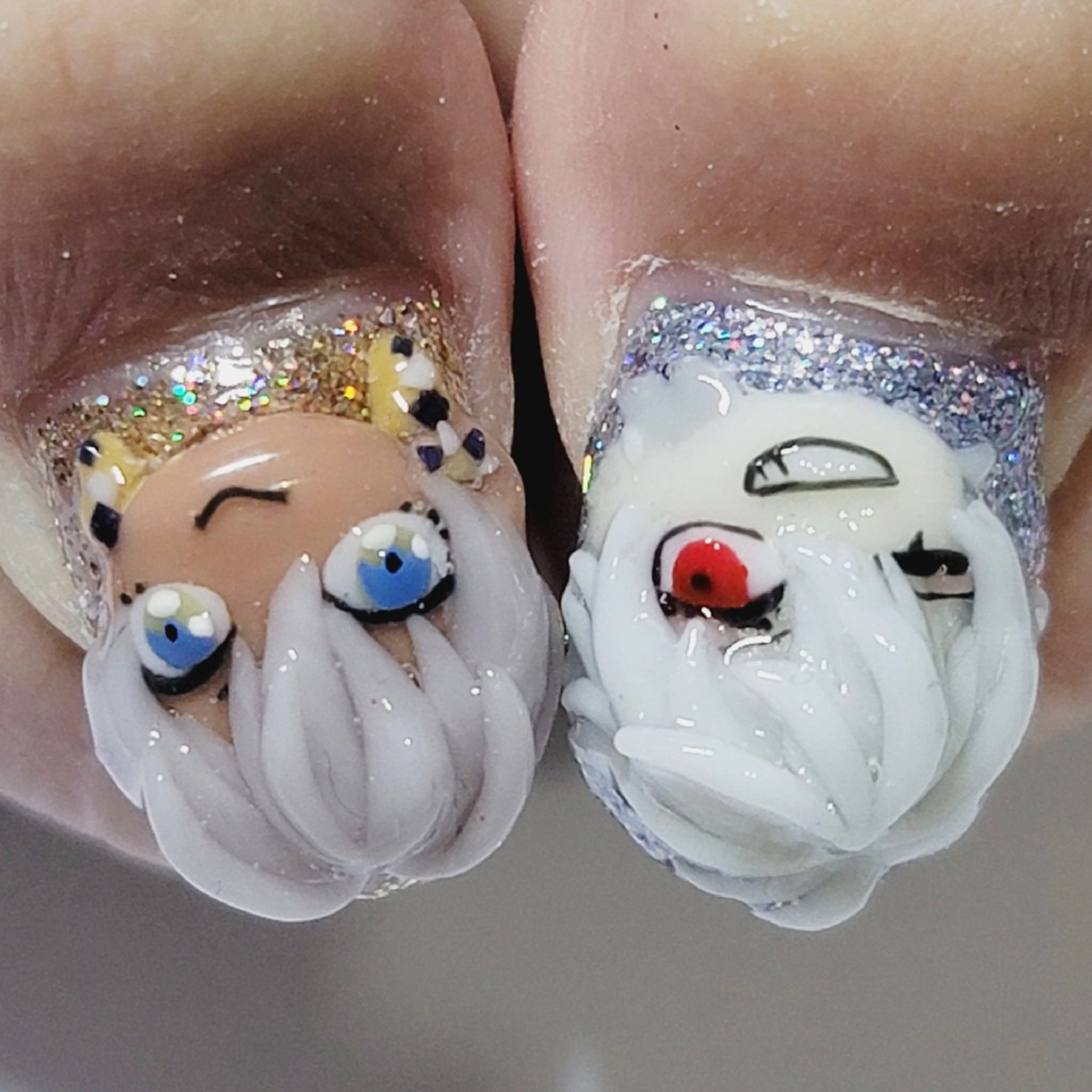 ネイル アートネイル ブルー ボルドー ゴールド ホログラムネイル ハンドネイル よしだ ひろきのネイルデザイン