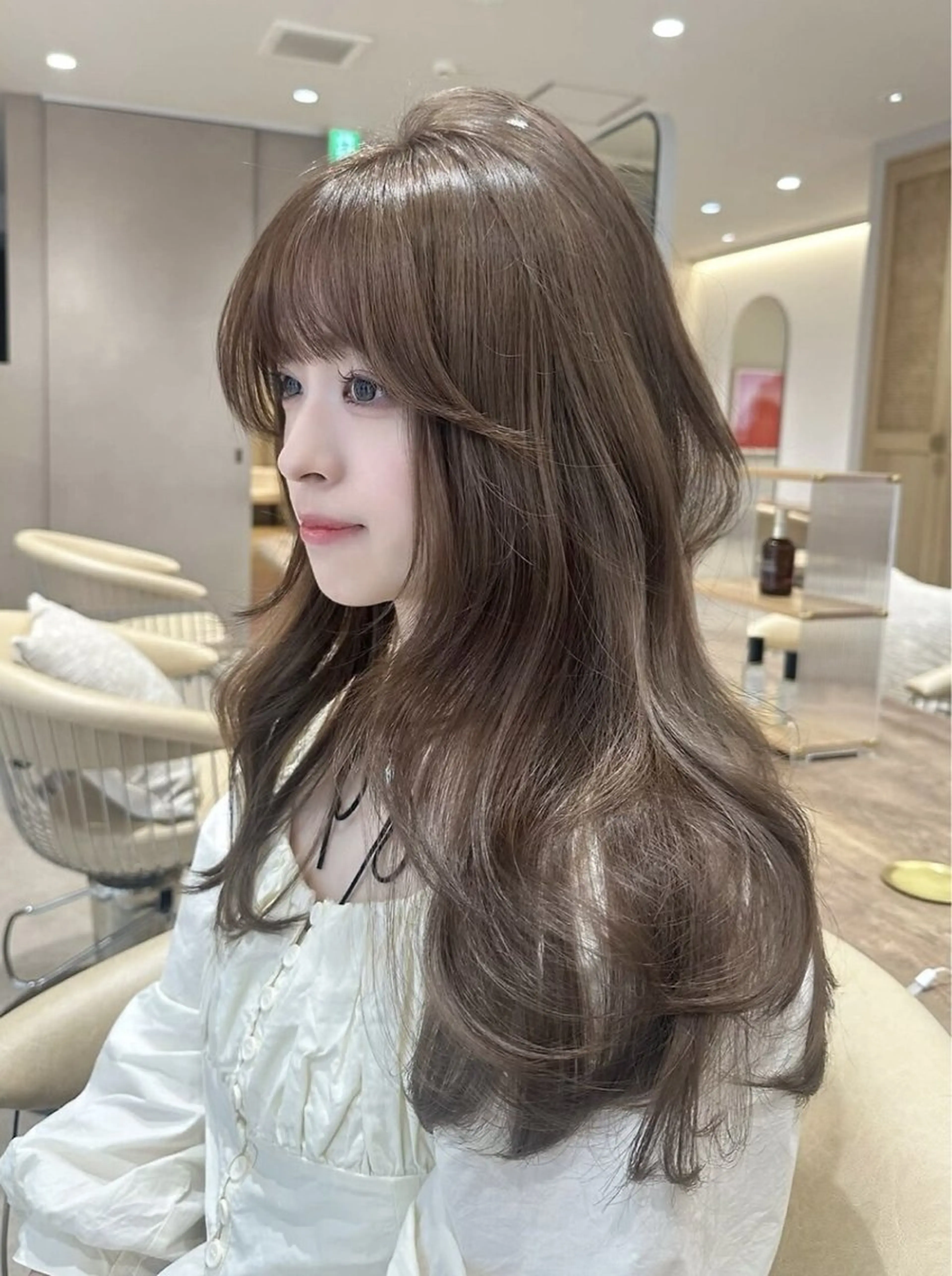 ロング カラー ベージュカラー ケアカラー 髪質改善 レイヤーカット トリートメント カット ヘアカラー トリートメント 髪質改善 髪質改善カラーゆうひのヘアスタイル