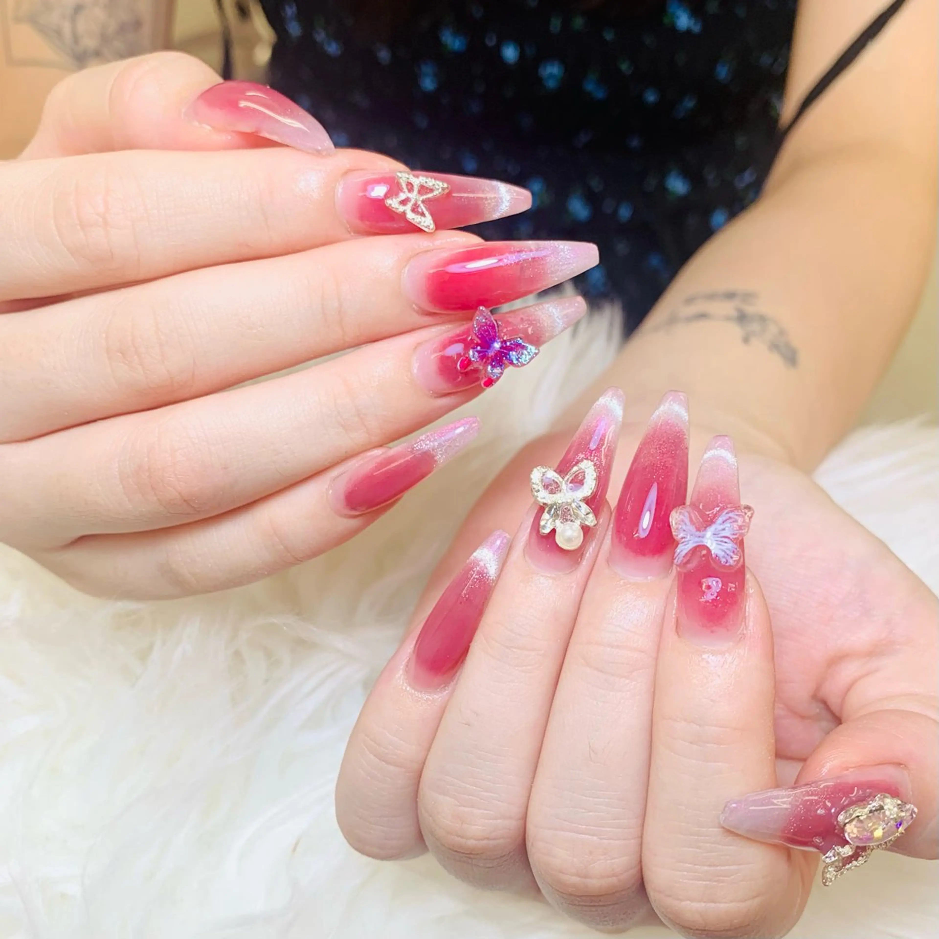 ネイル チークネイル 長さ出し フラッシュネイル フレンチネイル グラデーション ハンドネイル AN NAIL SALONのネイルデザイン