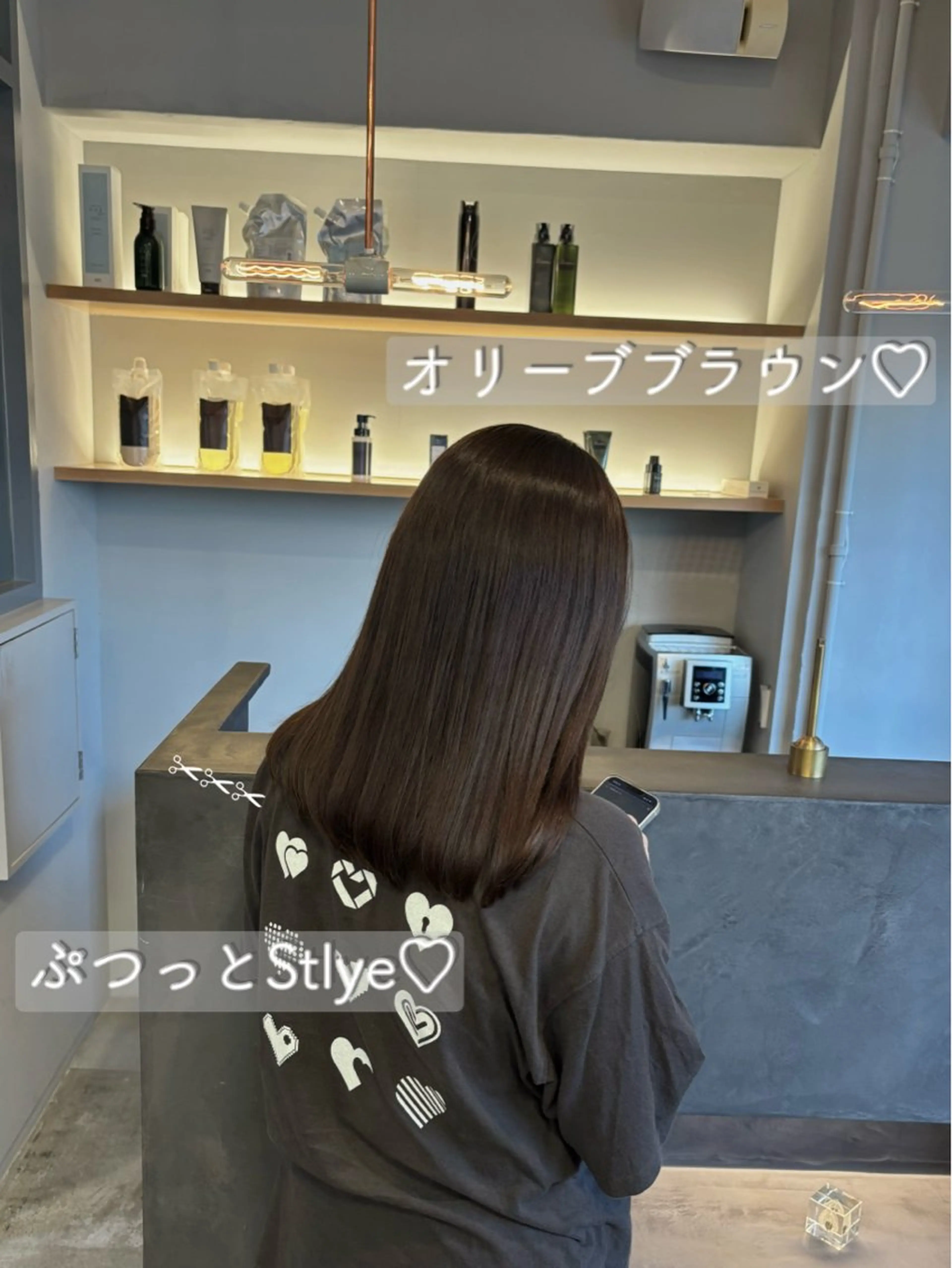 ミディアム カット ヘアカラー トリートメント ヘッドスパ 夜久 来実のヘアスタイル