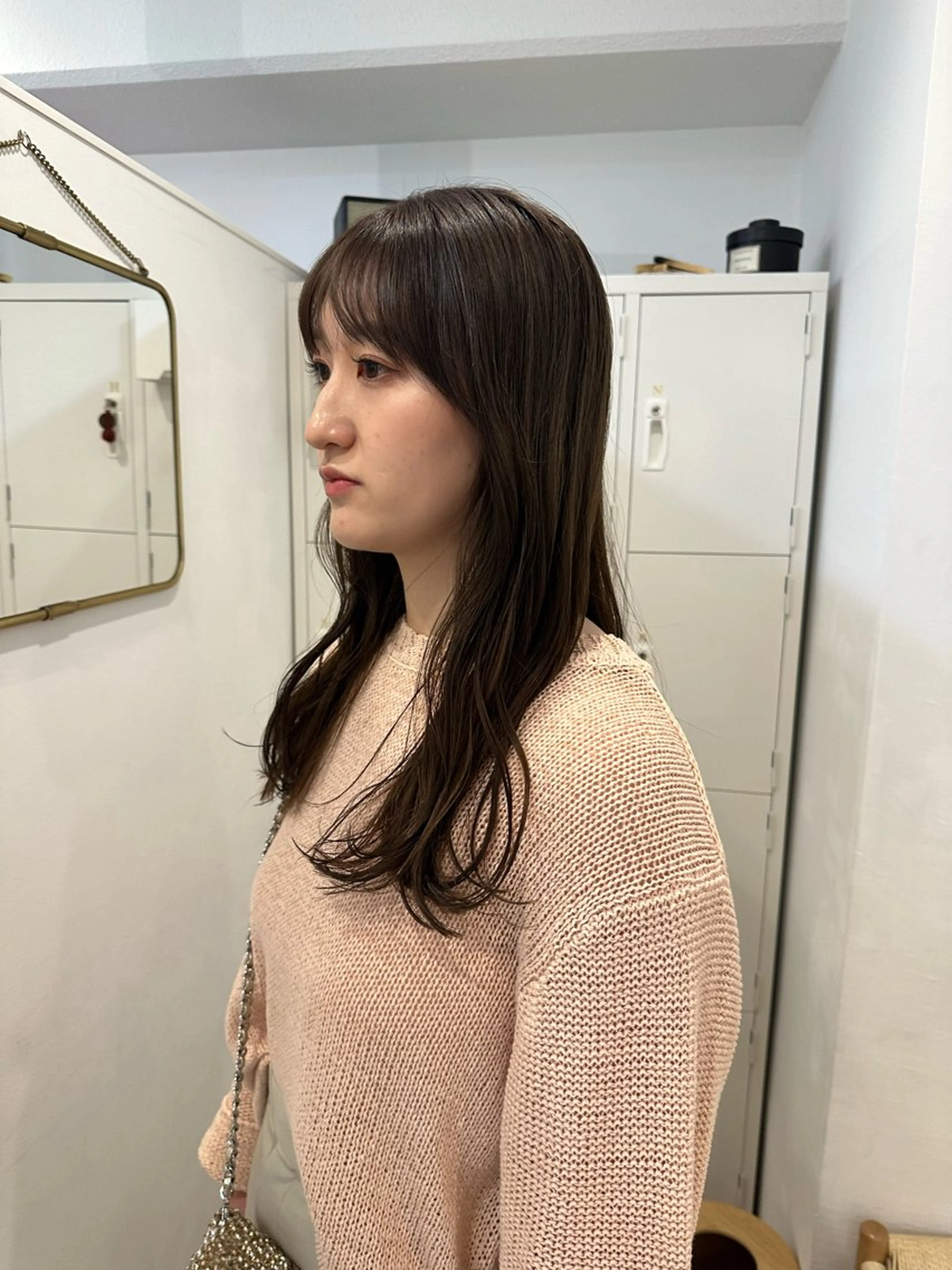 ロング カラー グレージュ シアーグレージュ カット ヘアカラー 梅田/柔らかカラー/ オオハシ リナコのヘアスタイル