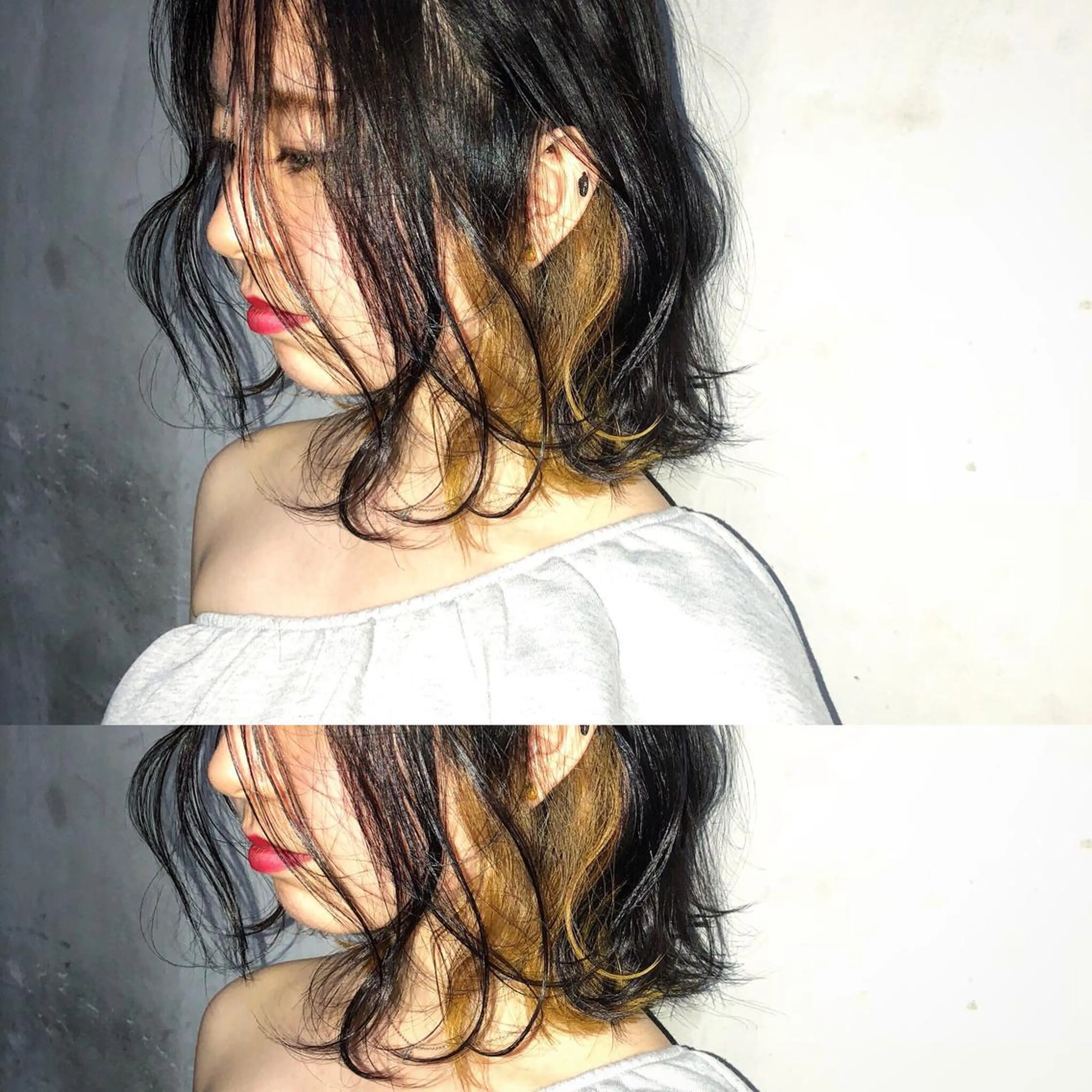 ミディアム カラー ベージュカラー インナーカラー イエローカラー 髪質改善、エクステ 山口卓哉のヘアスタイル