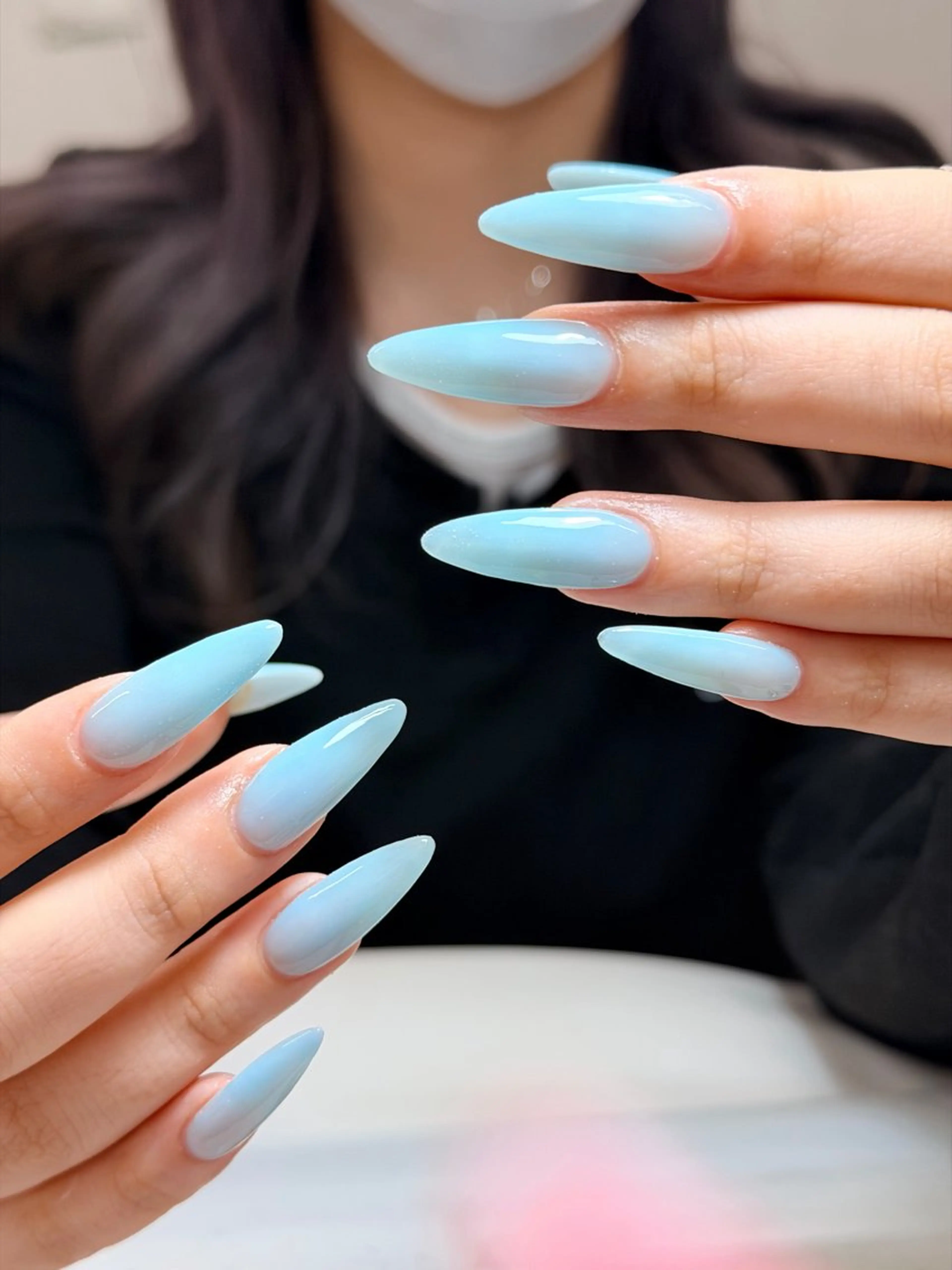 ネイル オーロラネイル ブルー チークネイル フットネイル フレンチネイル ハンドネイル REI レイのネイルデザイン