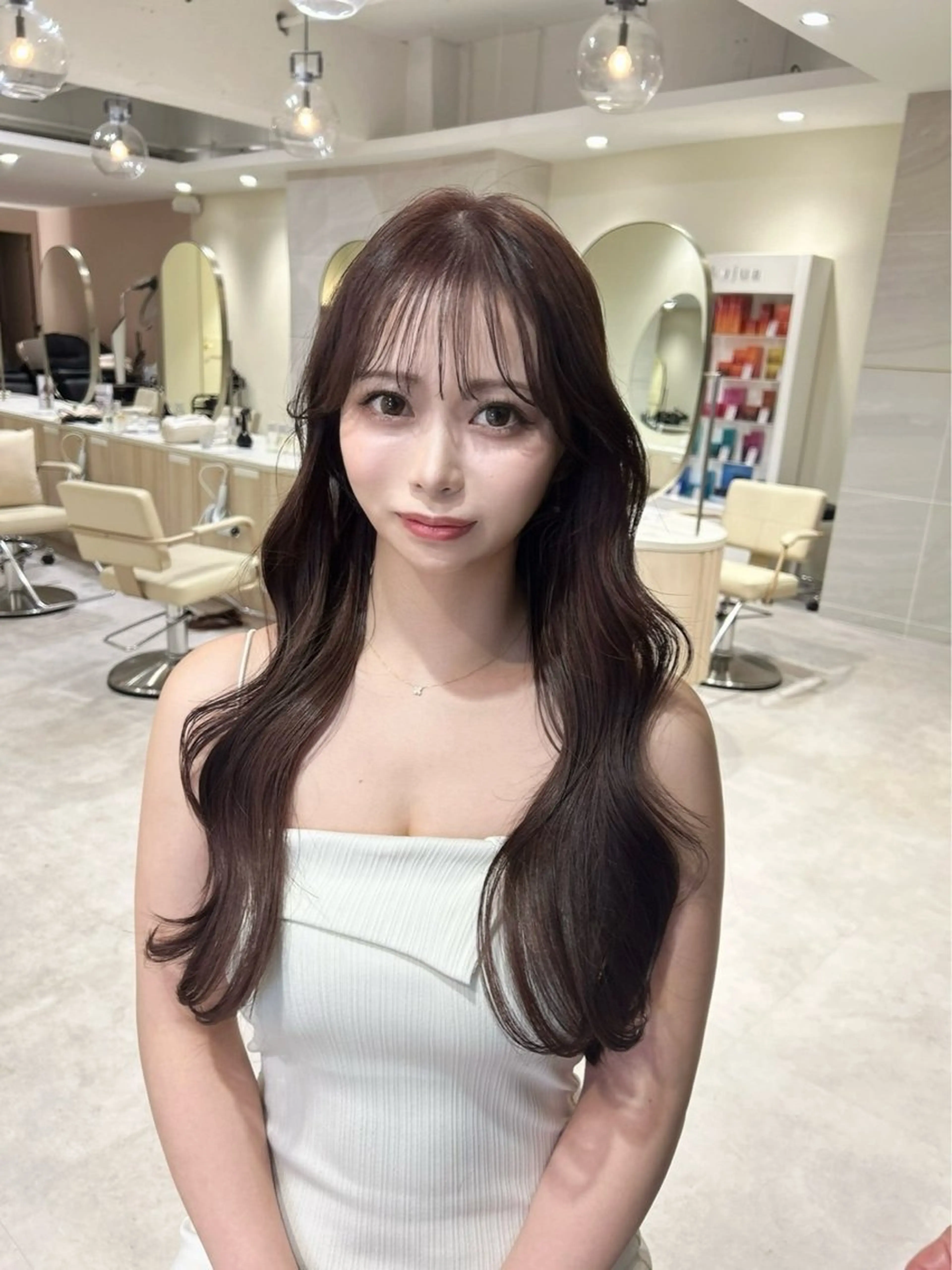 ロング カラー ブラウンカラー ヘーゼル 韓国風ヘア 透明感カラー🌿 グレージュ🐺陽介のヘアスタイル