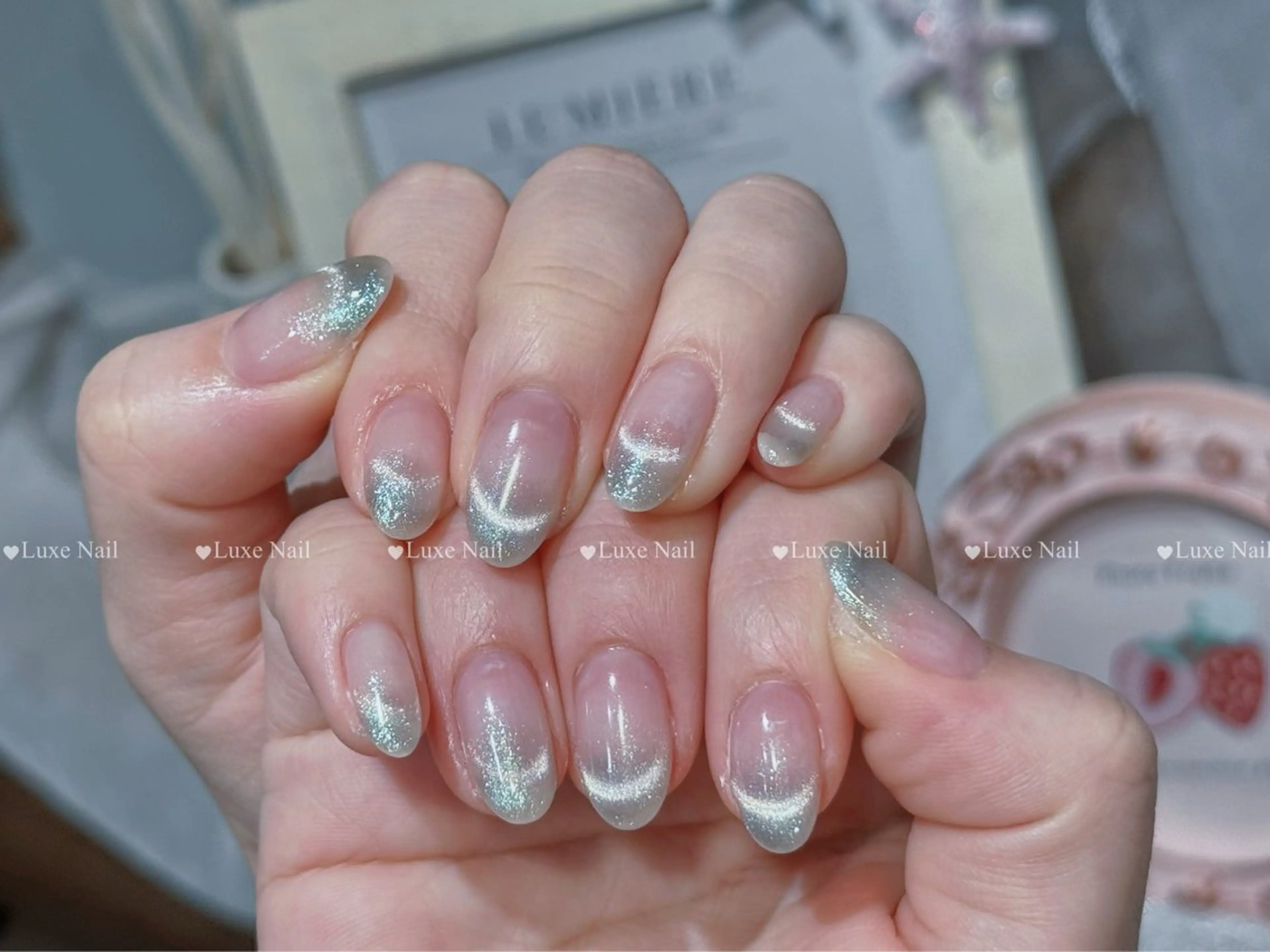 ネイル フラッシュネイル フットネイル フレンチネイル ジェルネイル ガラスフレンチ ハンドネイル Luxe Nail Salonのネイルデザイン