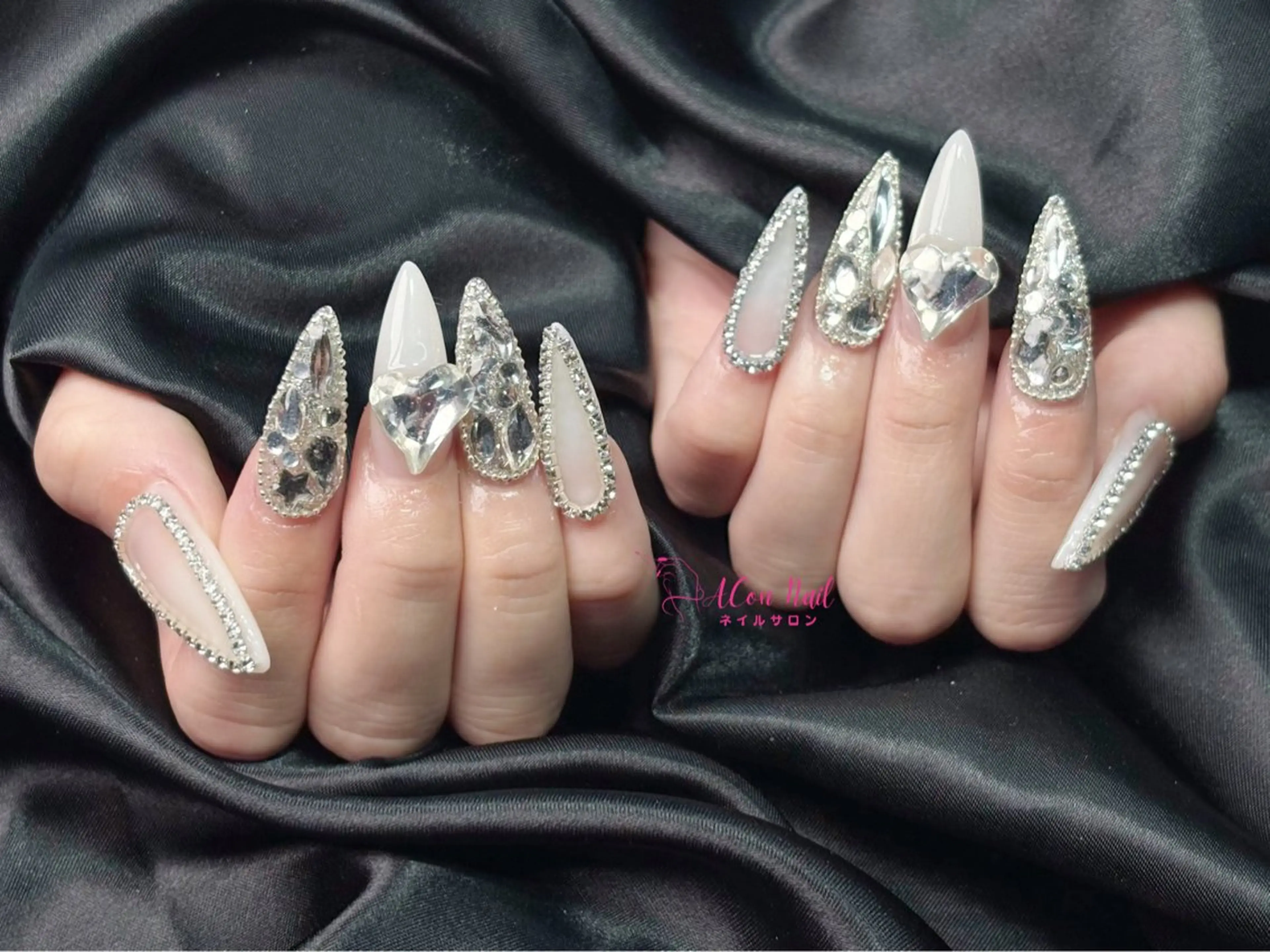 ネイル 桜ネイル 長さ出し フラワーネイル フレンチネイル ジェルネイル ハンドネイル ACon NailSalonのネイルデザイン