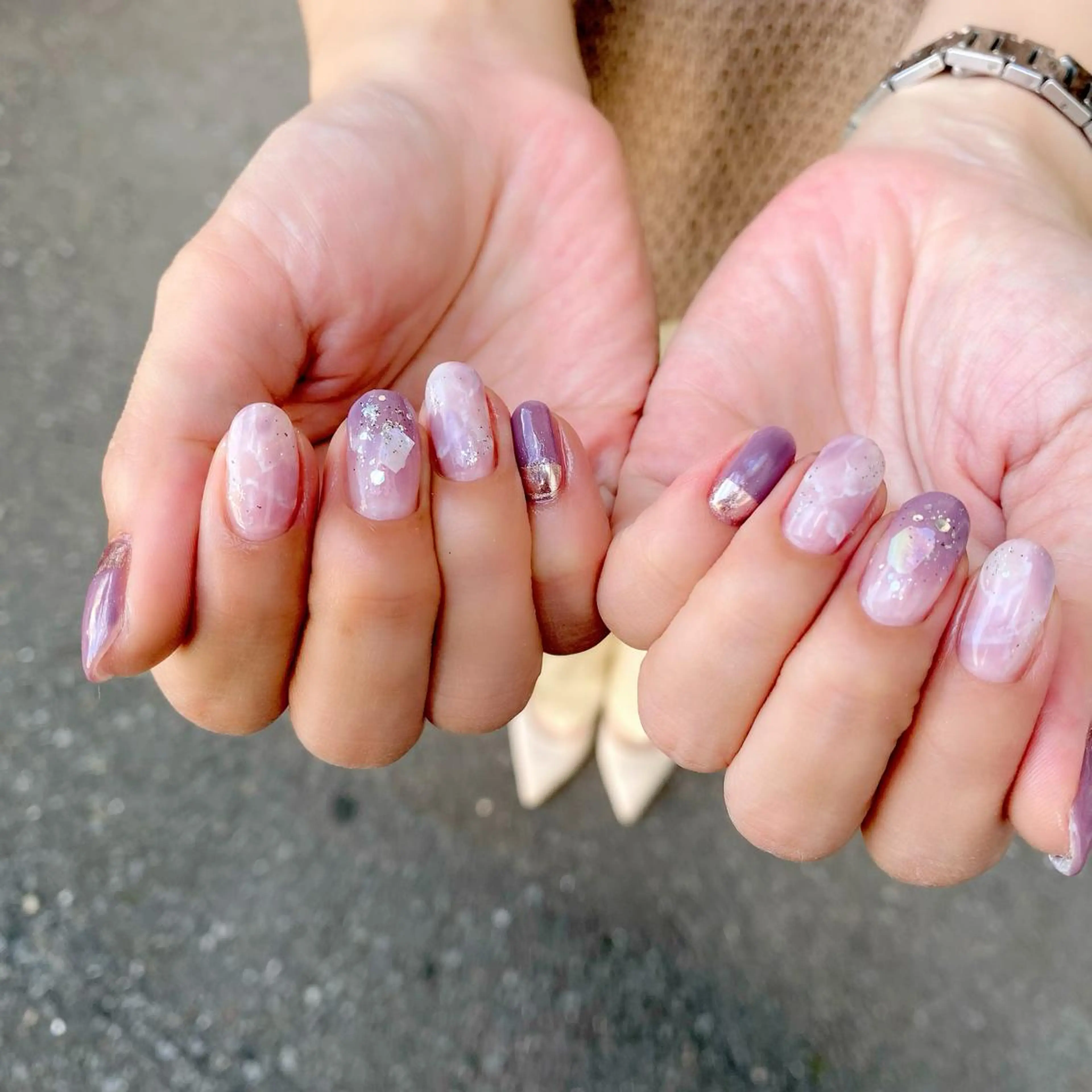 ネイル 大理石ネイル(マーブル) ニュアンスネイル パープル Salon Ｋのネイルデザイン