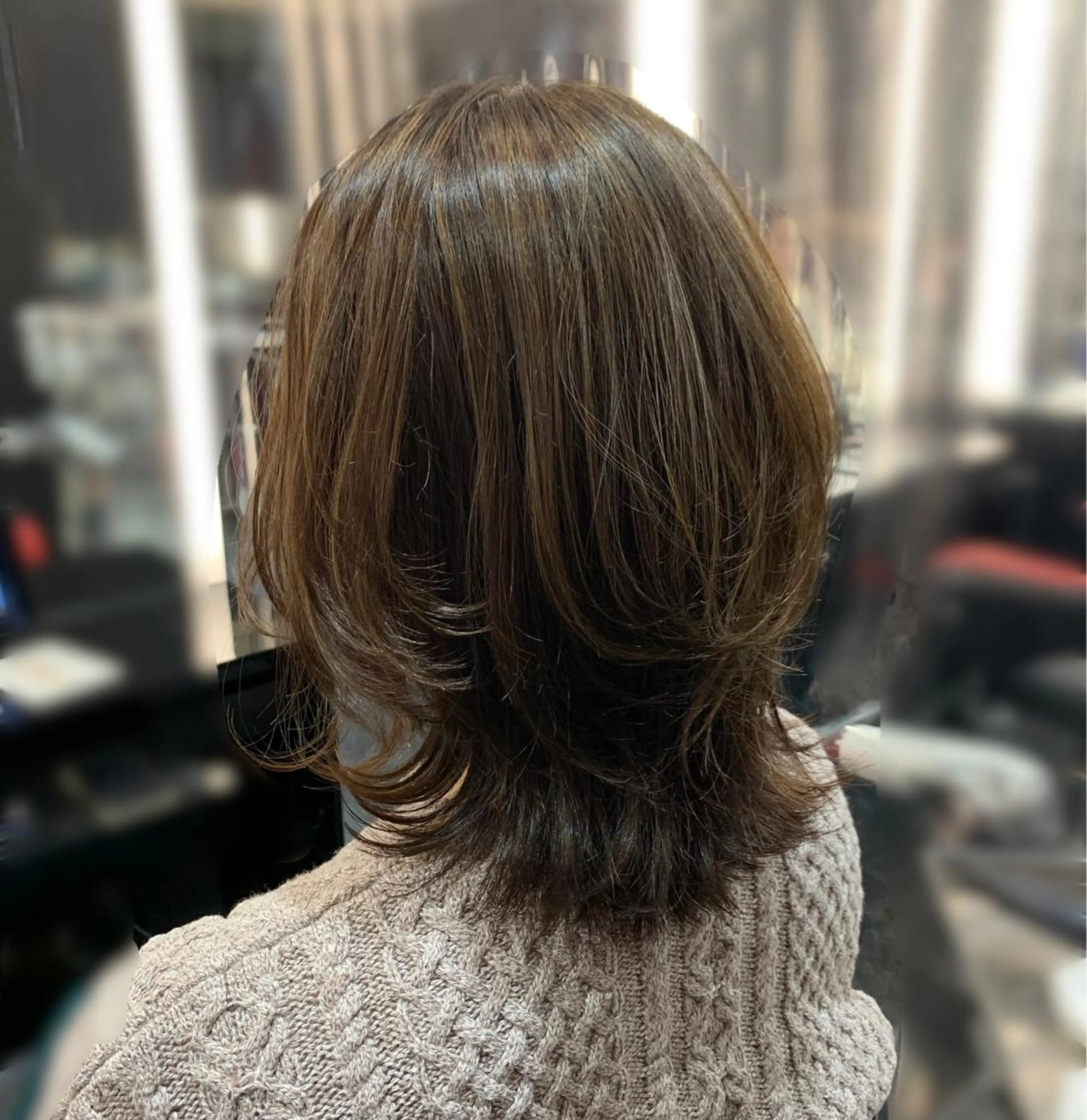 ミディアム カラー ハイライトカラー ハイライト 艶髪/白髪ぼかし ヘッドスパ/大野結菜のヘアスタイル