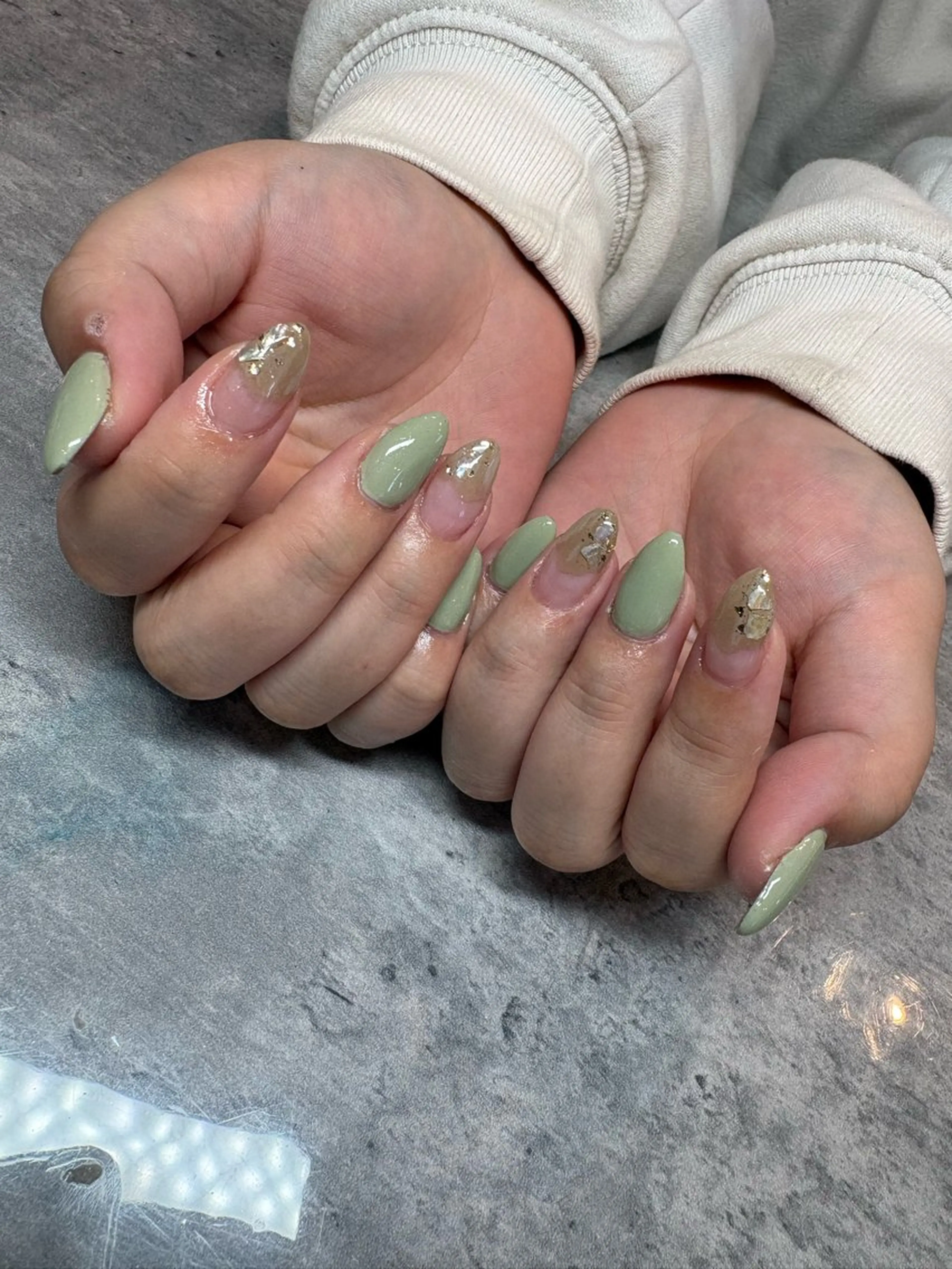 ネイル グリーン 春ネイル sato marinのネイルデザイン