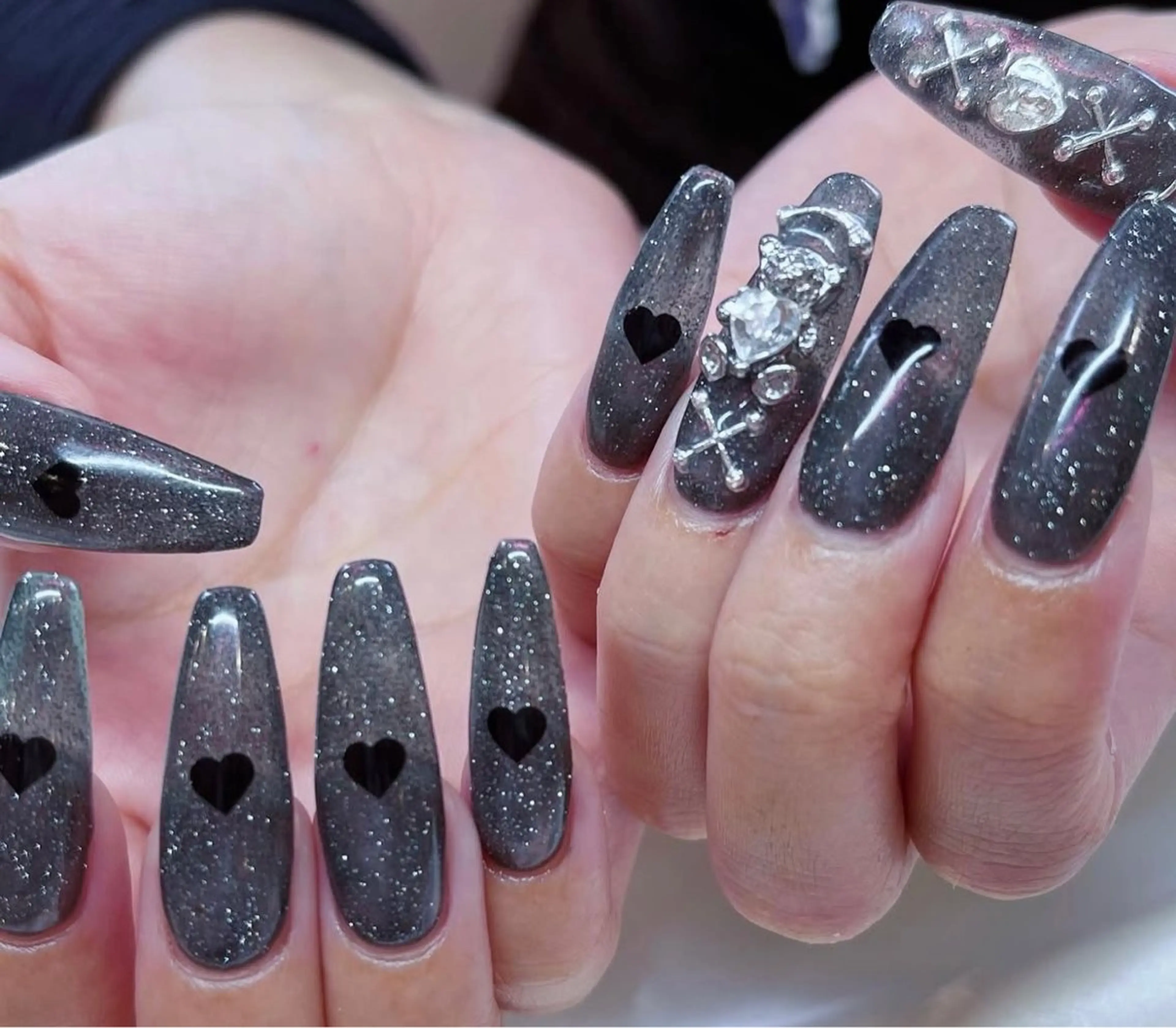 ネイル オーロラネイル 長さ出し フレンチネイル ジェルネイル ガラスフレンチ Rela・S NAILのネイルデザイン