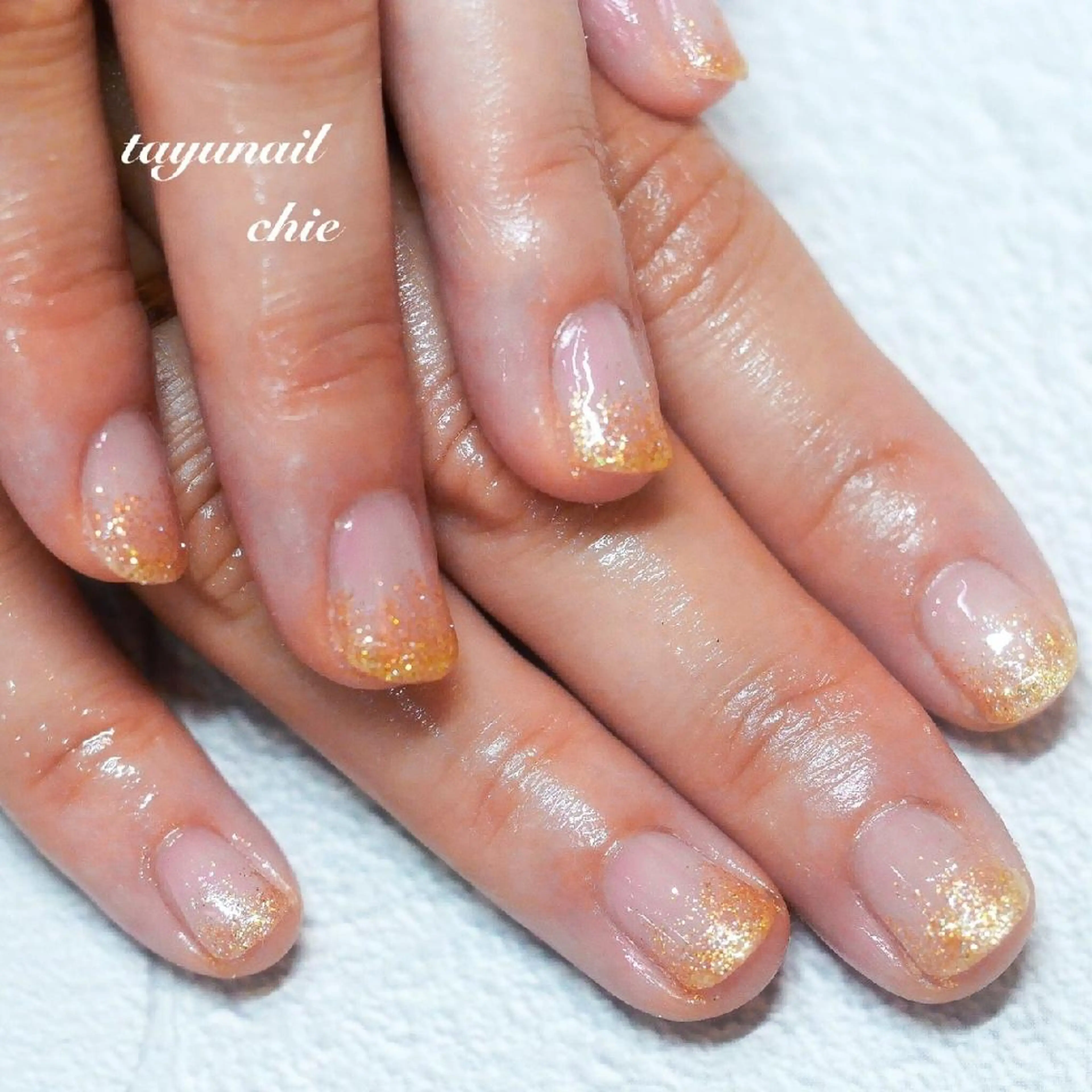ネイル ブルー ジェルネイル グラデーション キラキラネイル ラメ(グリッター) ネイルサロン 【たゆnail】のネイルデザイン