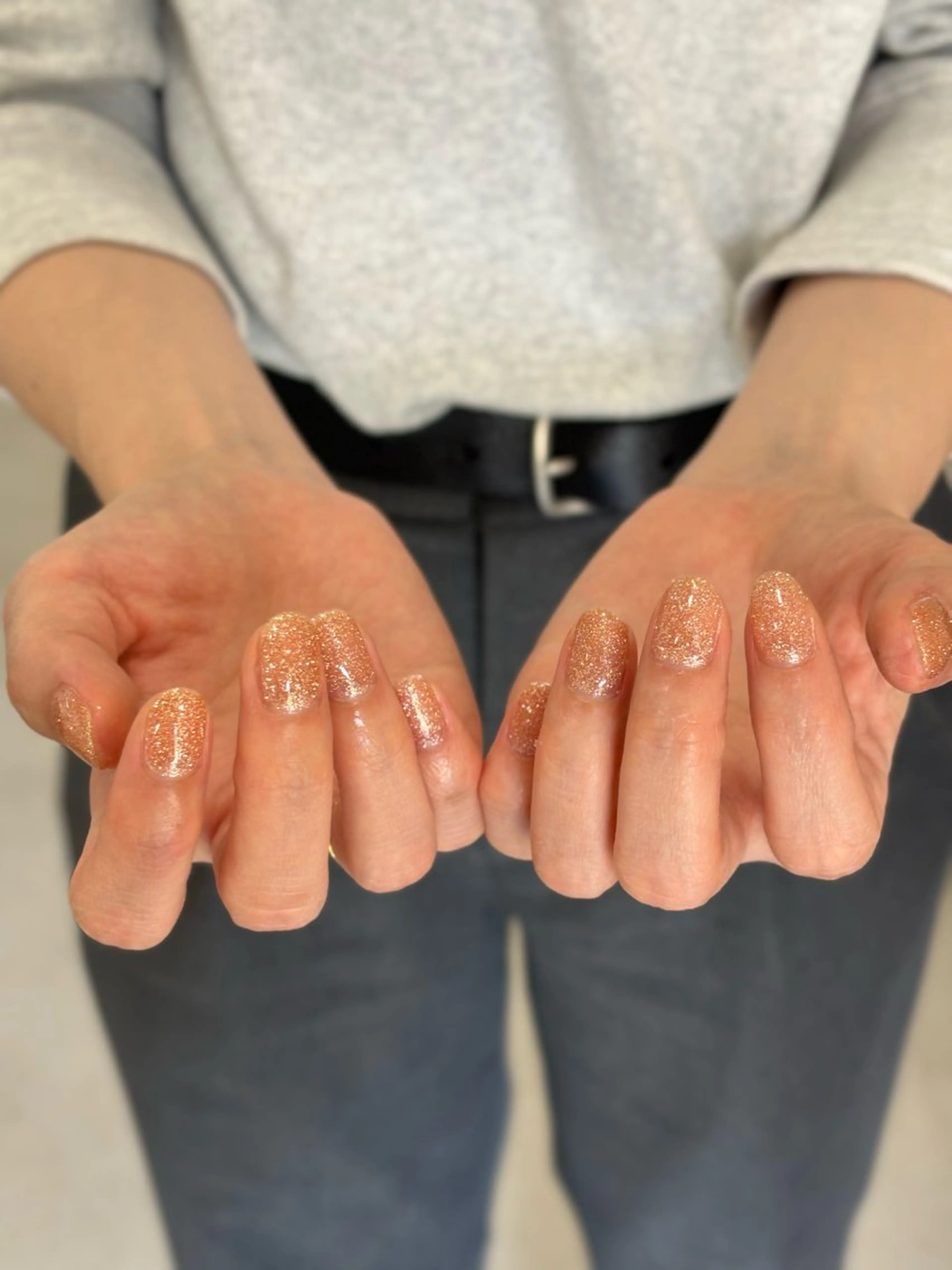 ネイル ラメ(グリッター) オレンジ ハンドネイル HARUNOKA kotoneのネイルデザイン