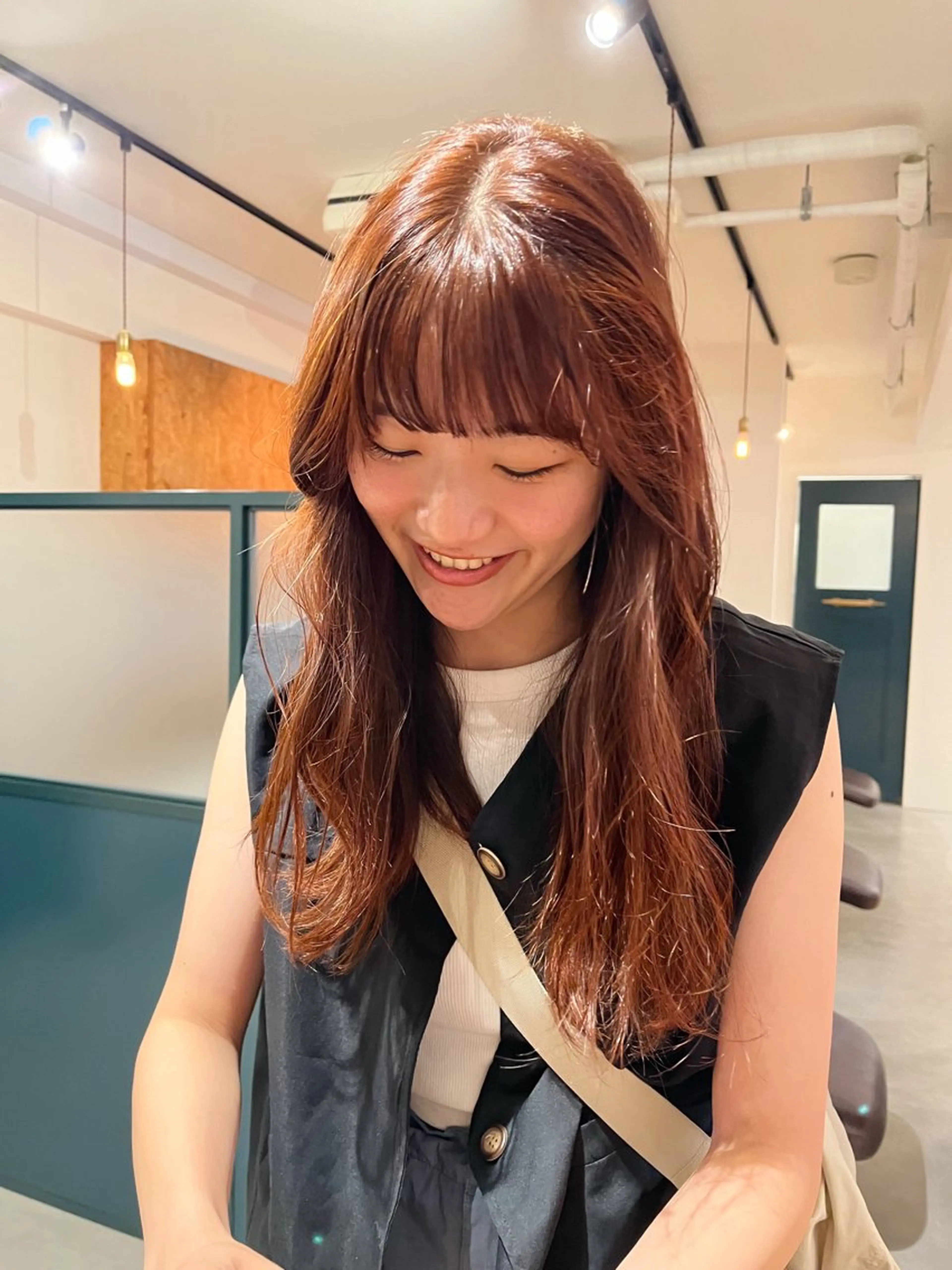 ロング カラー オレンジ 暖色/パーマ 🌼クニトウメイのヘアスタイル