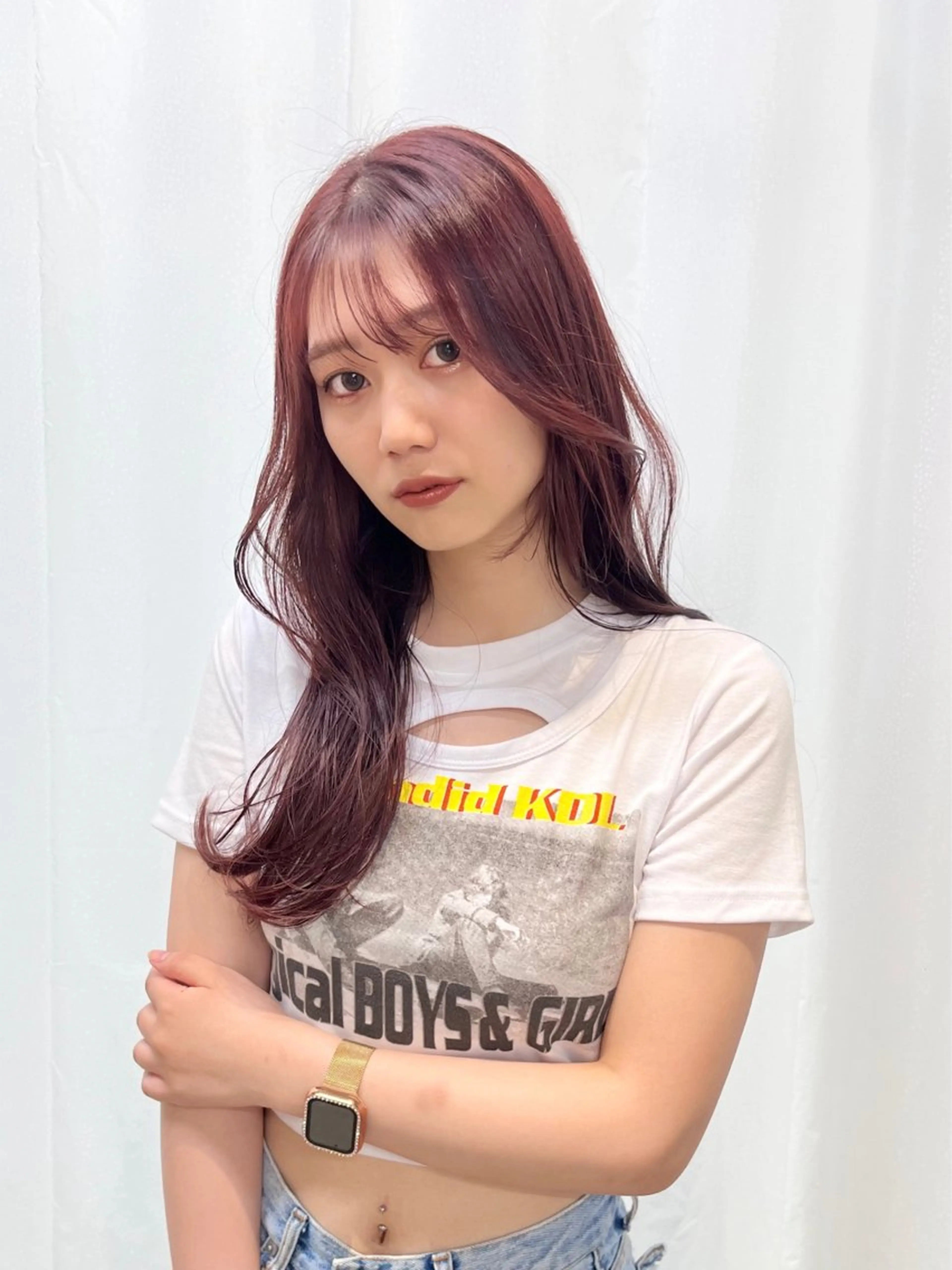 ロング カラー ブリーチ ブリーチなしカラー レッドカラー 🎀taro ブリーチなしカラーのヘアスタイル