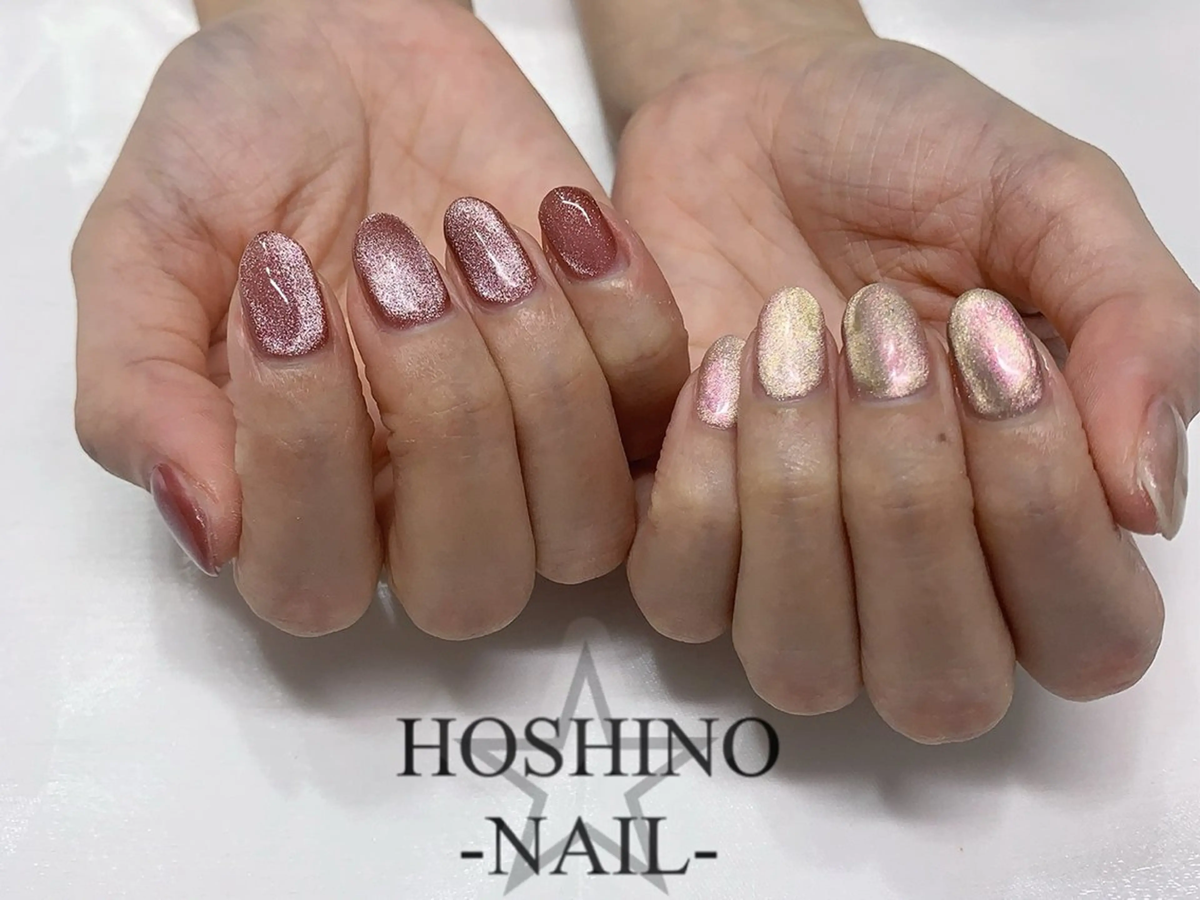 ネイル アートネイル キラキラネイル マグネットネイル ピンク シンプルネイル ★Rena Nail★のネイルデザイン