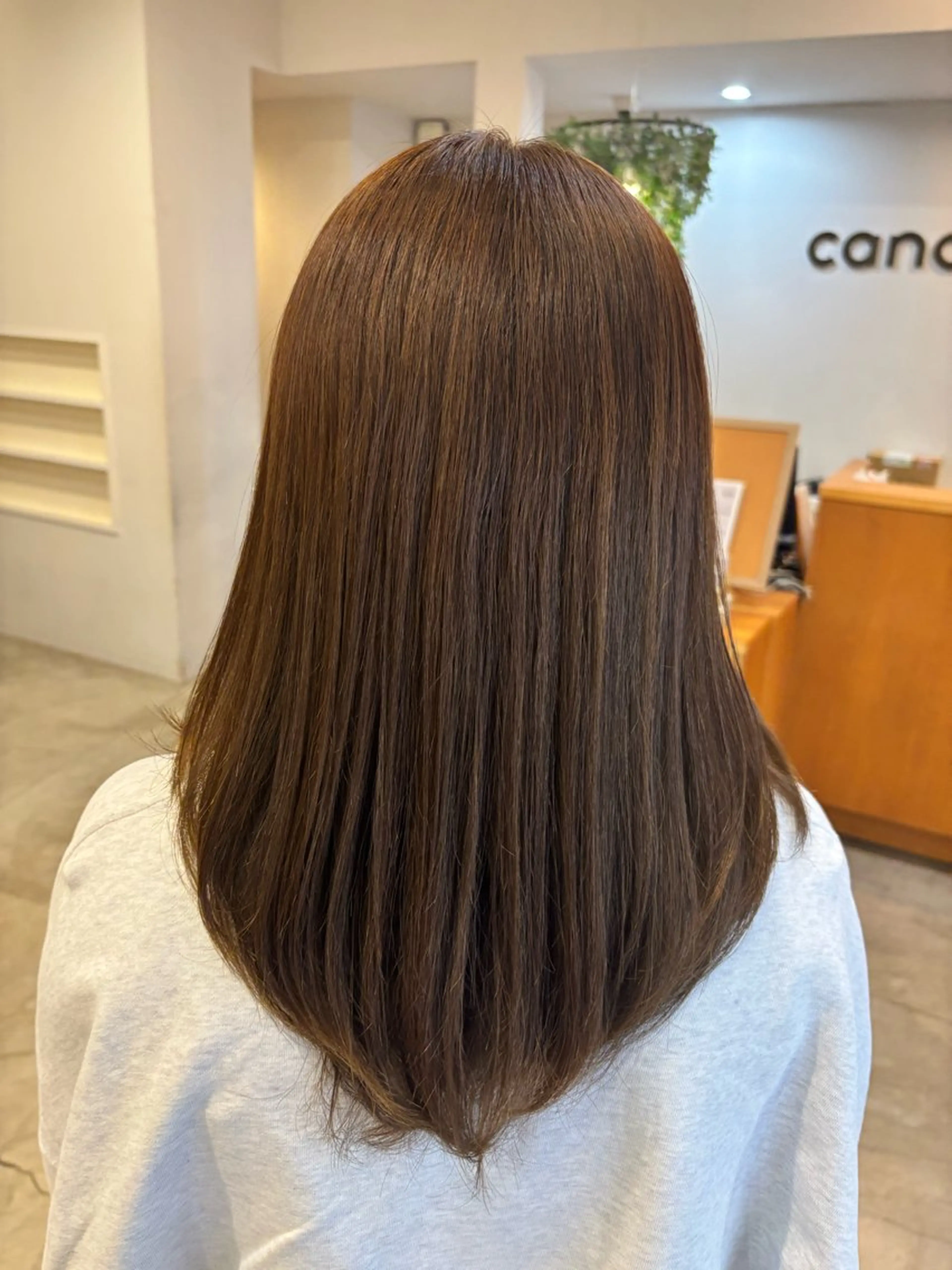 ミディアム カラー ベージュカラー ブリーチ ブリーチなしカラー カット ヘアカラー トリートメント カノエ小郡/髪質改善 /小野　静水のヘアスタイル