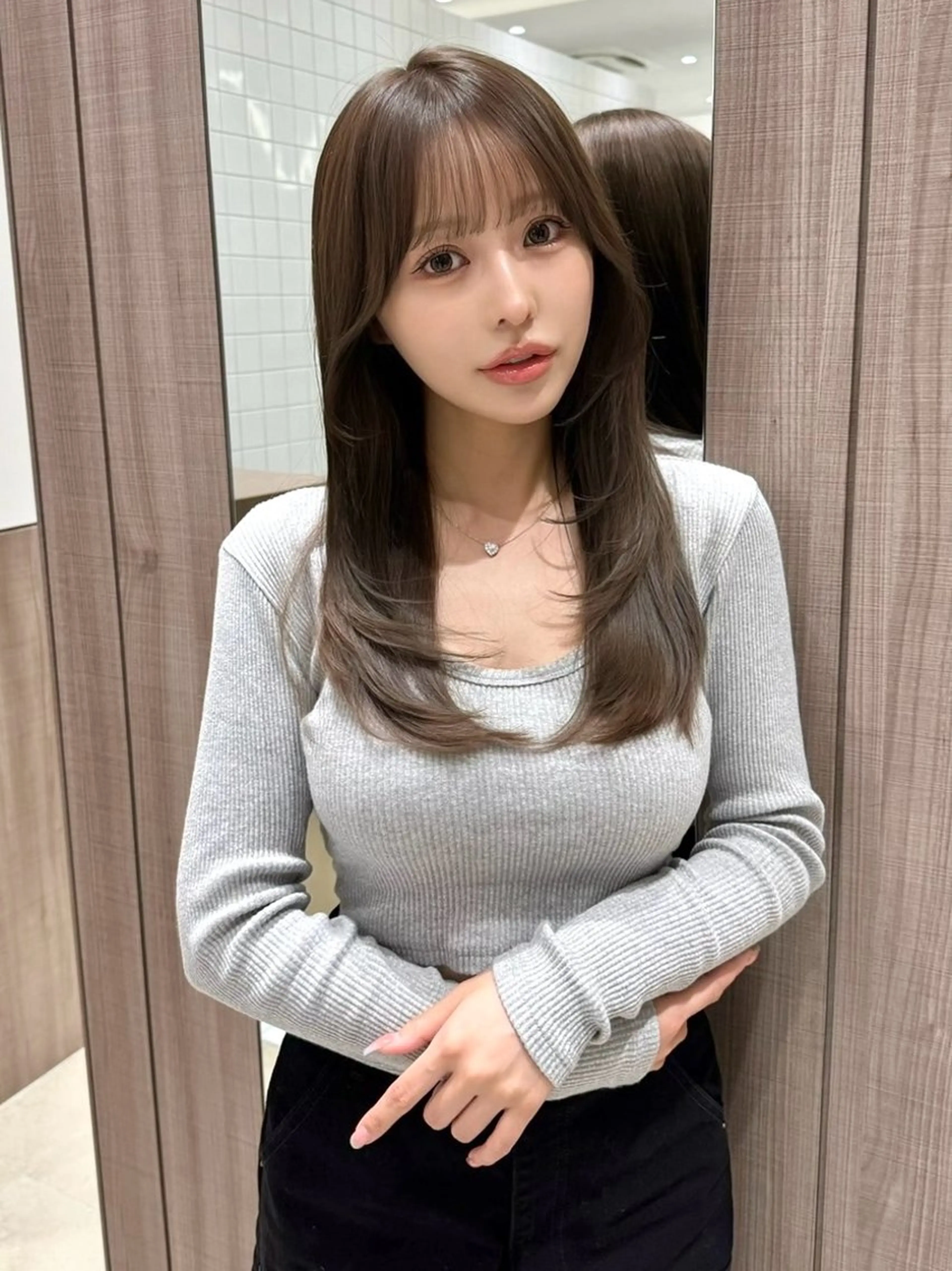 ロング カラー カット ヘアカラー トリートメント 韓国ヘア🤍顔周り/ 髪質改善✨/林遼一郎のヘアスタイル