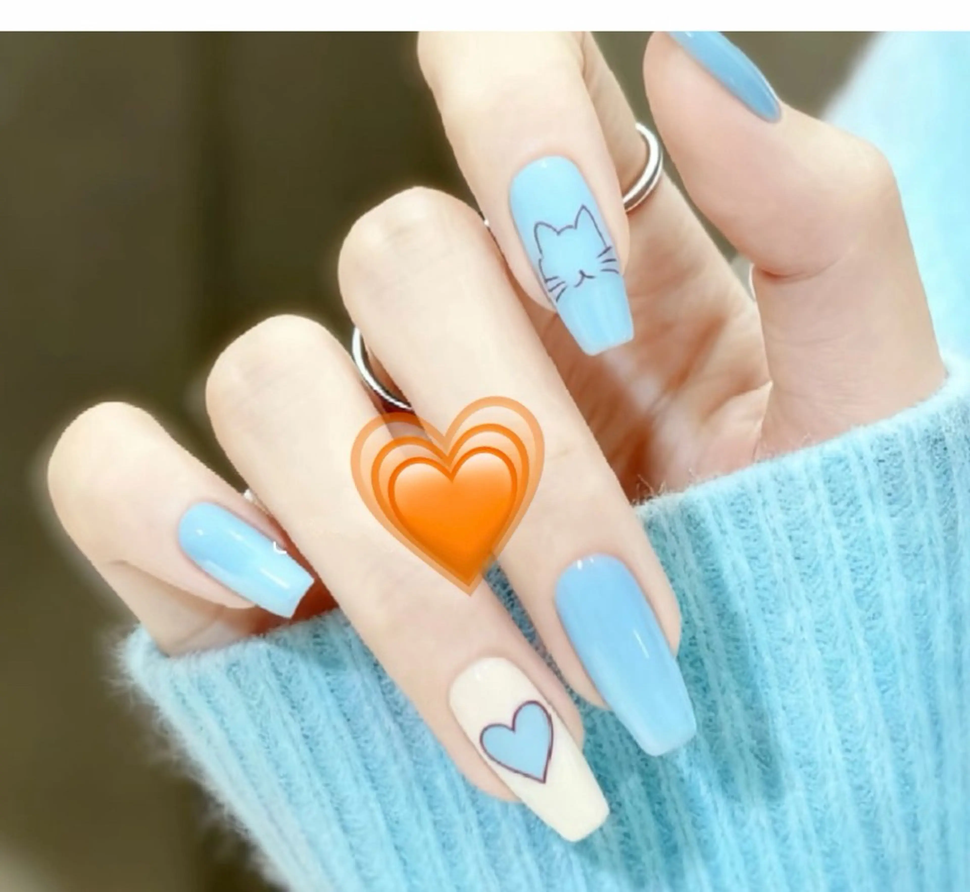 ネイル ブルー ワンカラーネイル シンプルネイル ハンドネイル キイ サロンのネイルデザイン