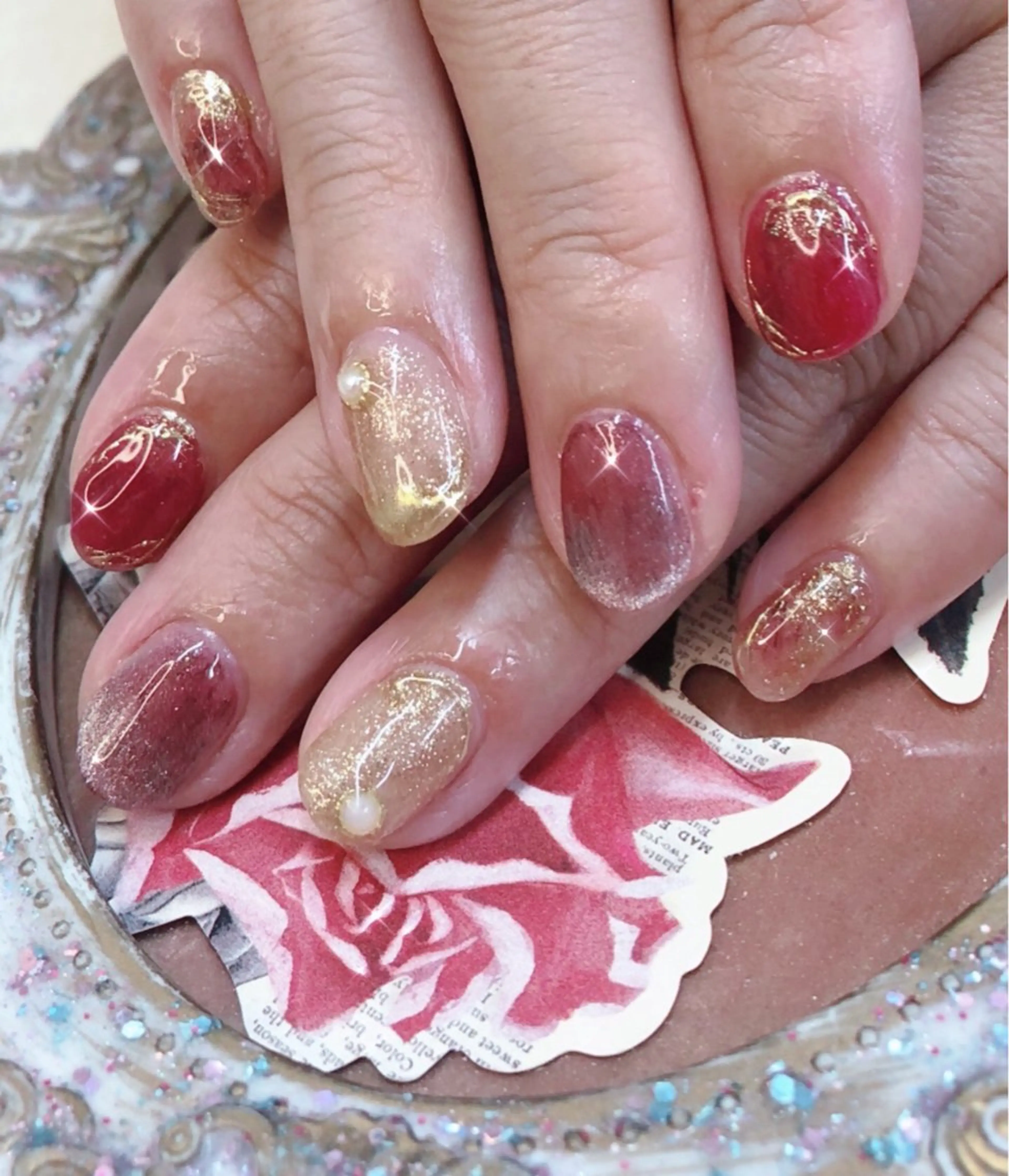 ネイル アートネイル べっ甲ネイル フットネイル ゴールド マグネットネイル 大門浜松町 ネイルのネイルデザイン