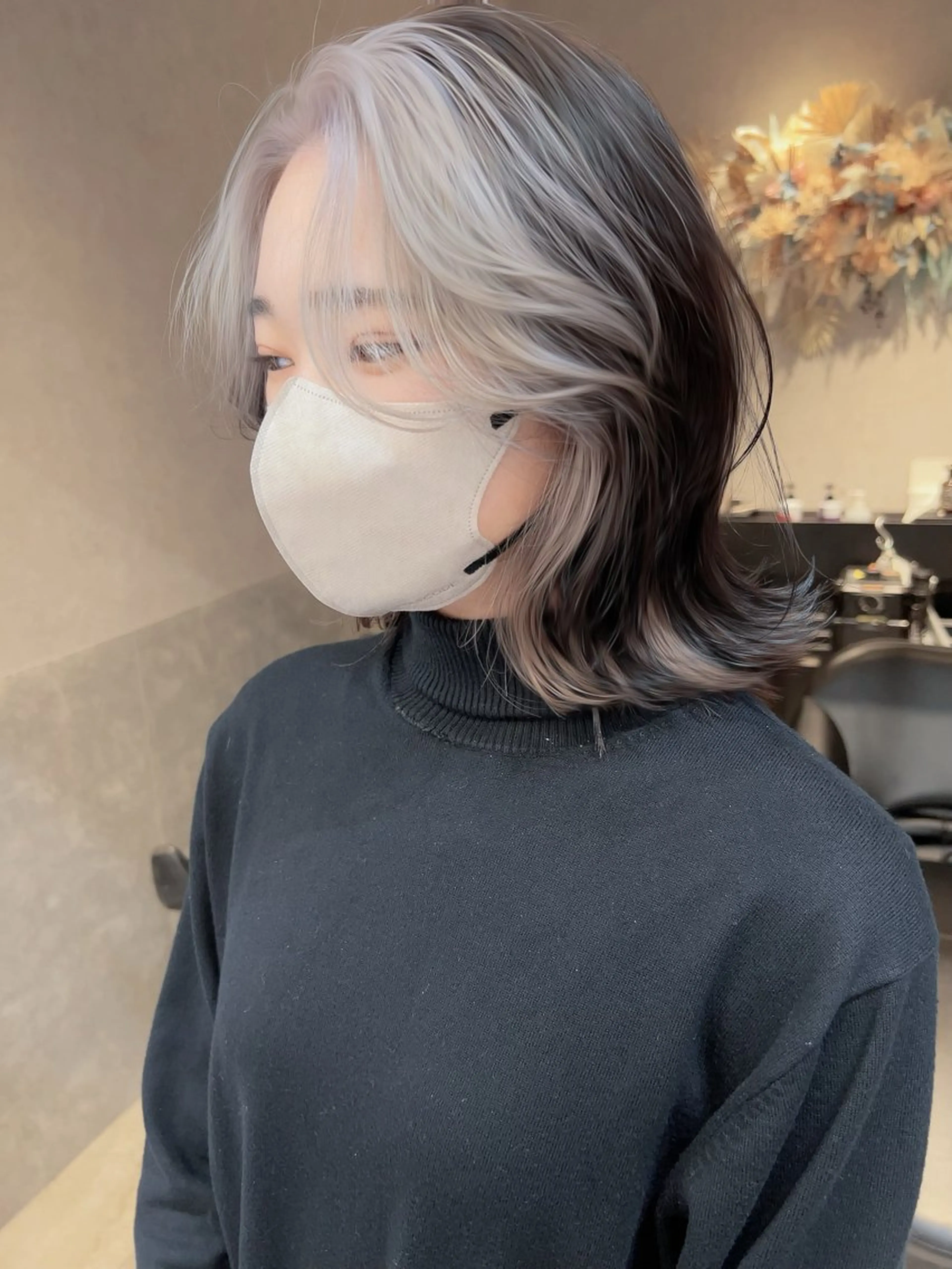 ミディアム カラー ミストバング  フェイスフレーミング ヘアカラー トリートメント Aster 店長 れおん✂️のヘアスタイル