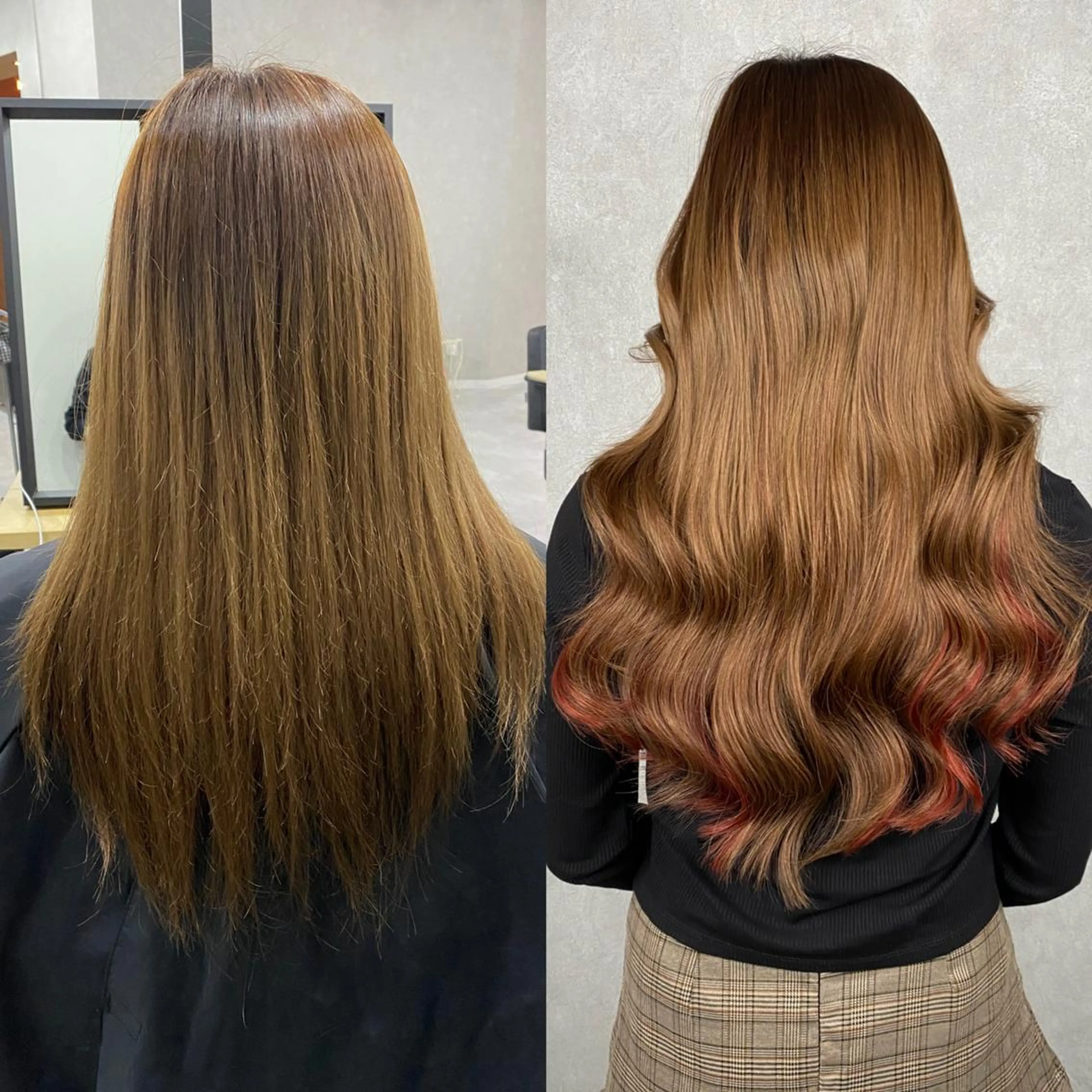 ミディアム シールエクステ エクステ ハイライト カット ヘアカラー トリートメント 💎馴染むエクステ× 縮毛矯正TOMO💎のヘアスタイル