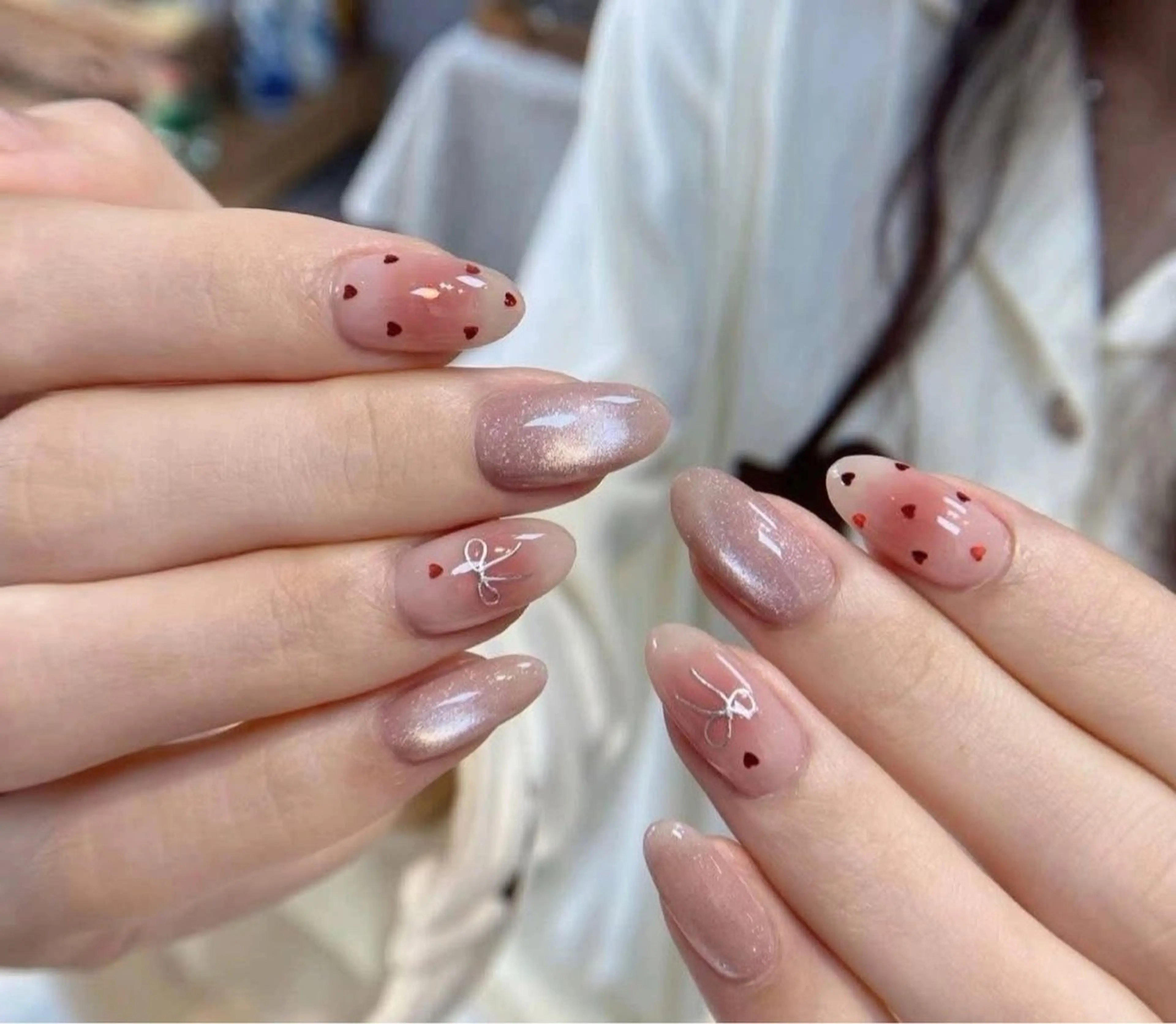 ネイル チークネイル フレンチネイル グラデーション キラキラネイル 韓国ネイル Minette nailHuongのネイルデザイン