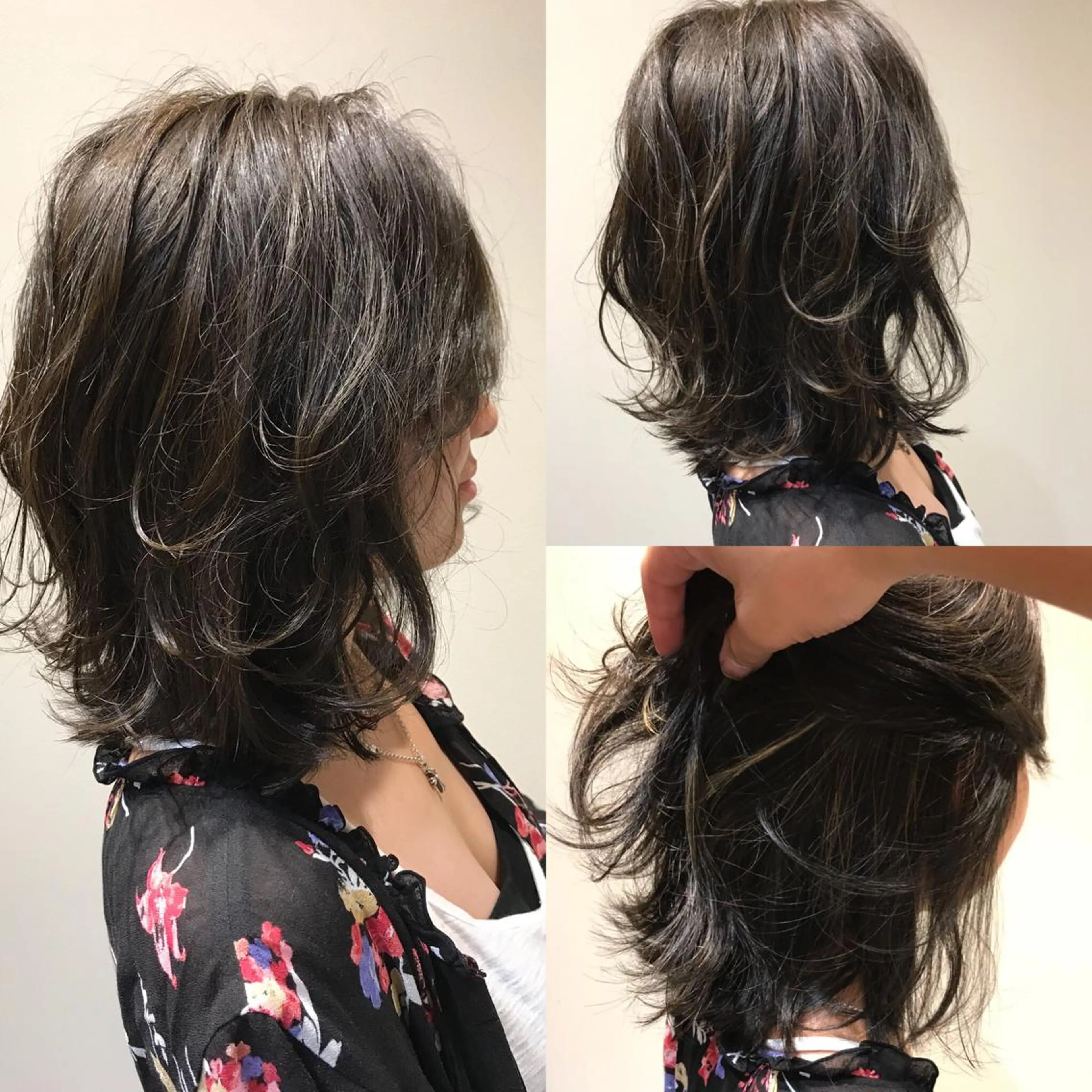 ミディアム カラー ハイライトカラー インナーカラー ハイライト ヘアカラー 大久保 隆蔵のヘアスタイル