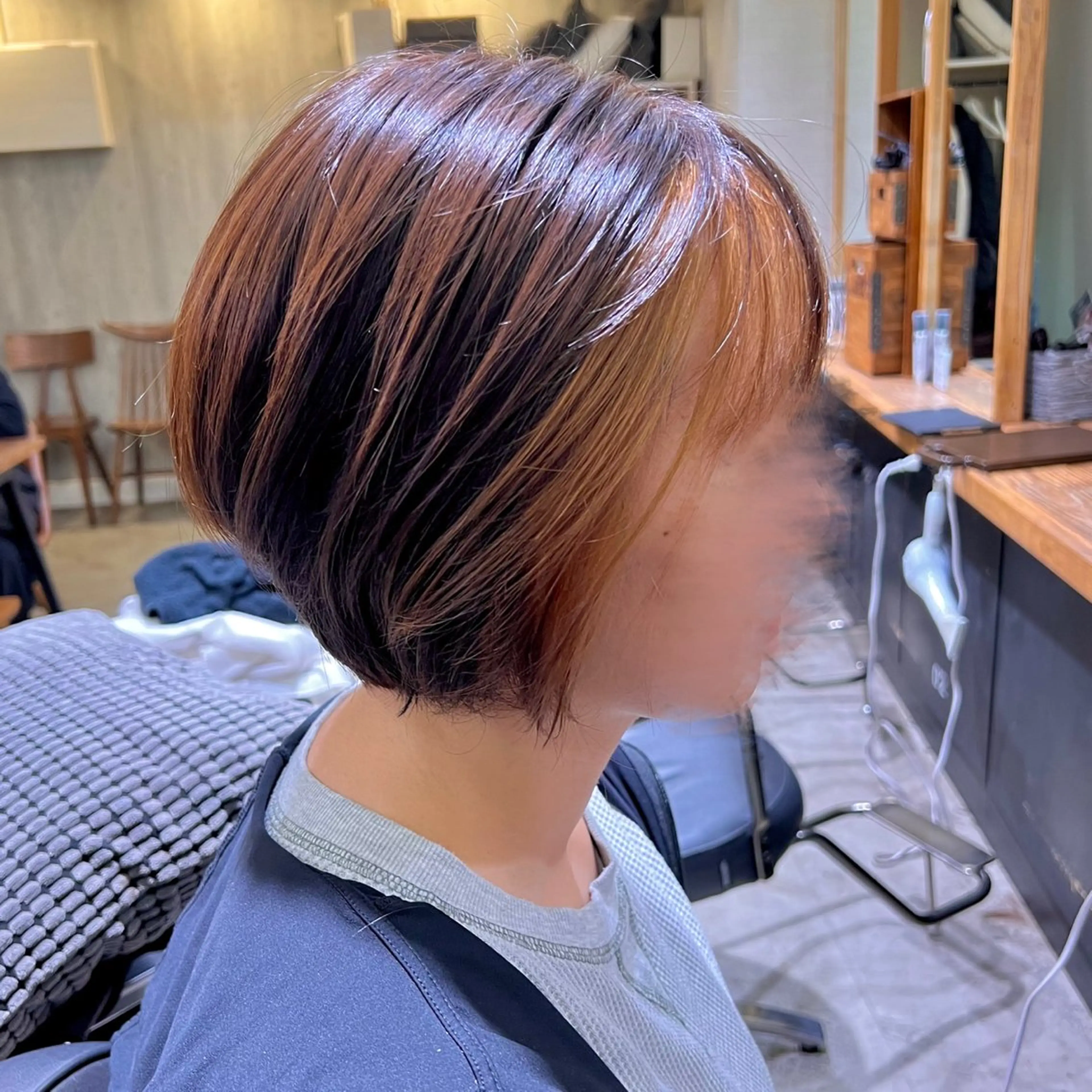 ショート カラー ミストバング ブリーチ  フェイスフレーミング ヘアカラー トリートメント ノグチ ナツコのヘアスタイル