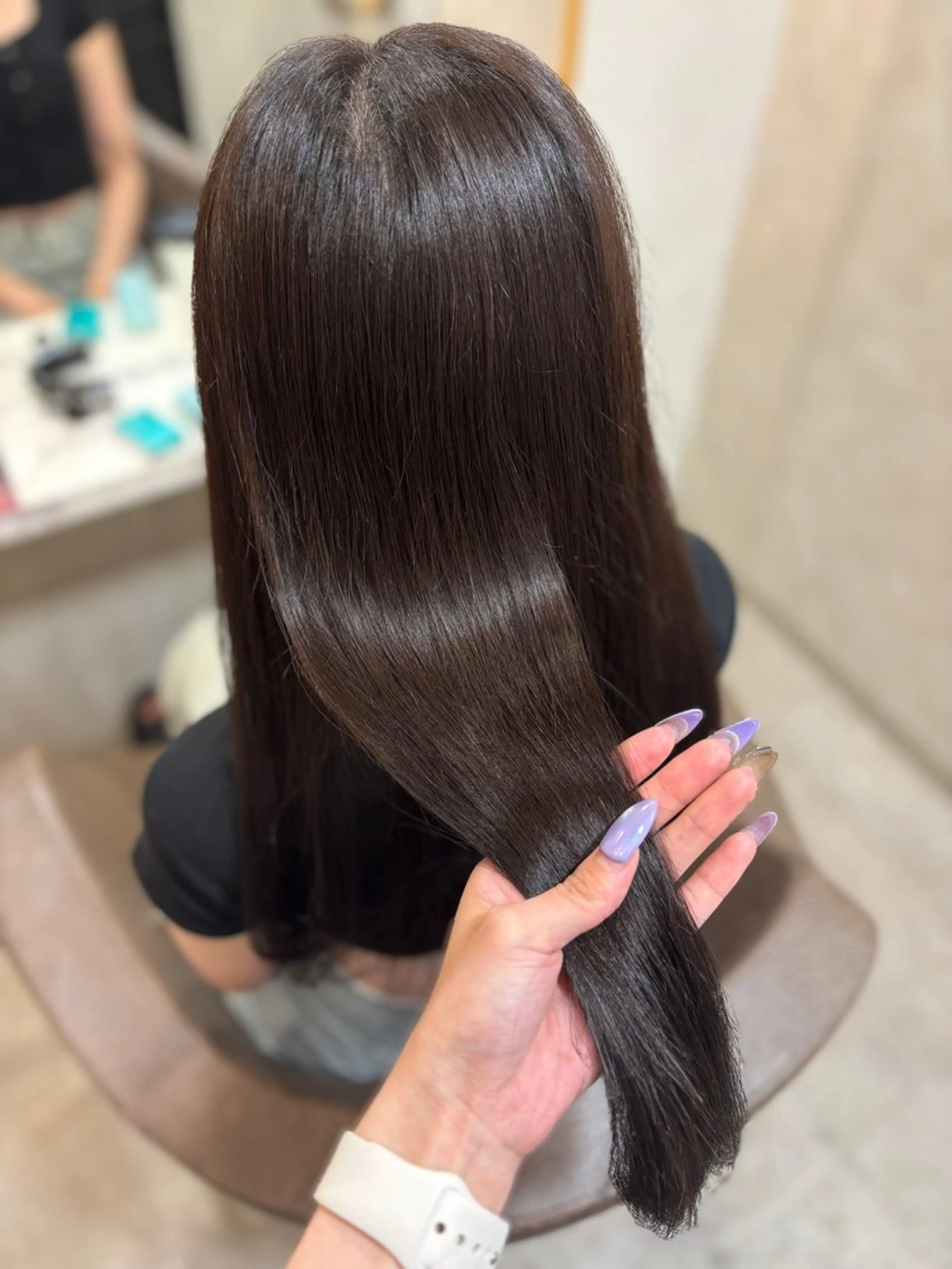 ロング カラー ブラウンカラー マロンブラウン トリートメント 韓国ヘア♡髪質改善♡ エクステ♡YUKIのヘアスタイル
