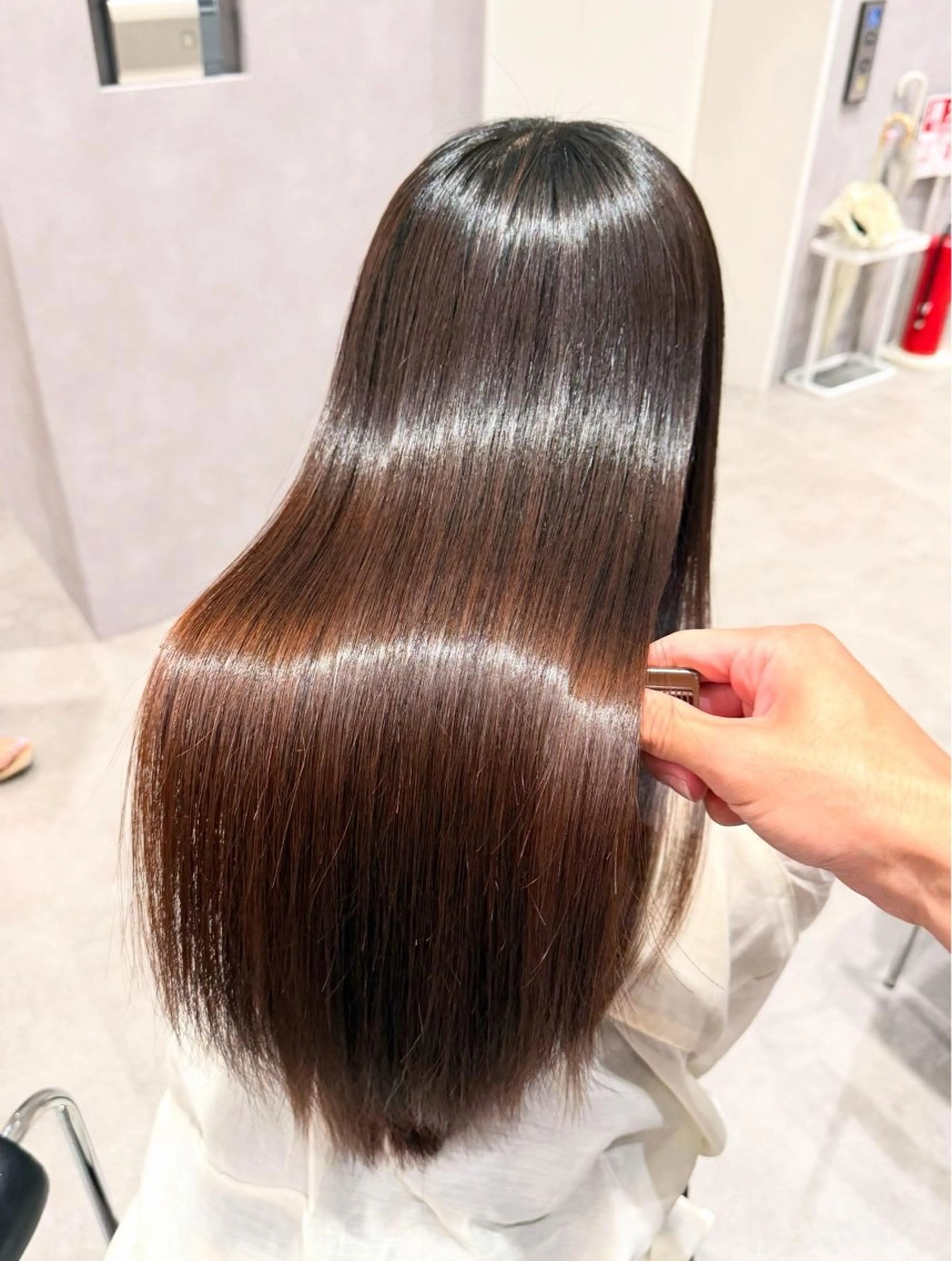 ロング カラー パーマ ヘアアレンジ 髪質改善 縮毛矯正 縮毛矯正 トリートメント 縮毛矯正/髪質改善/ ブリーチ毛/木元渓太のヘアスタイル