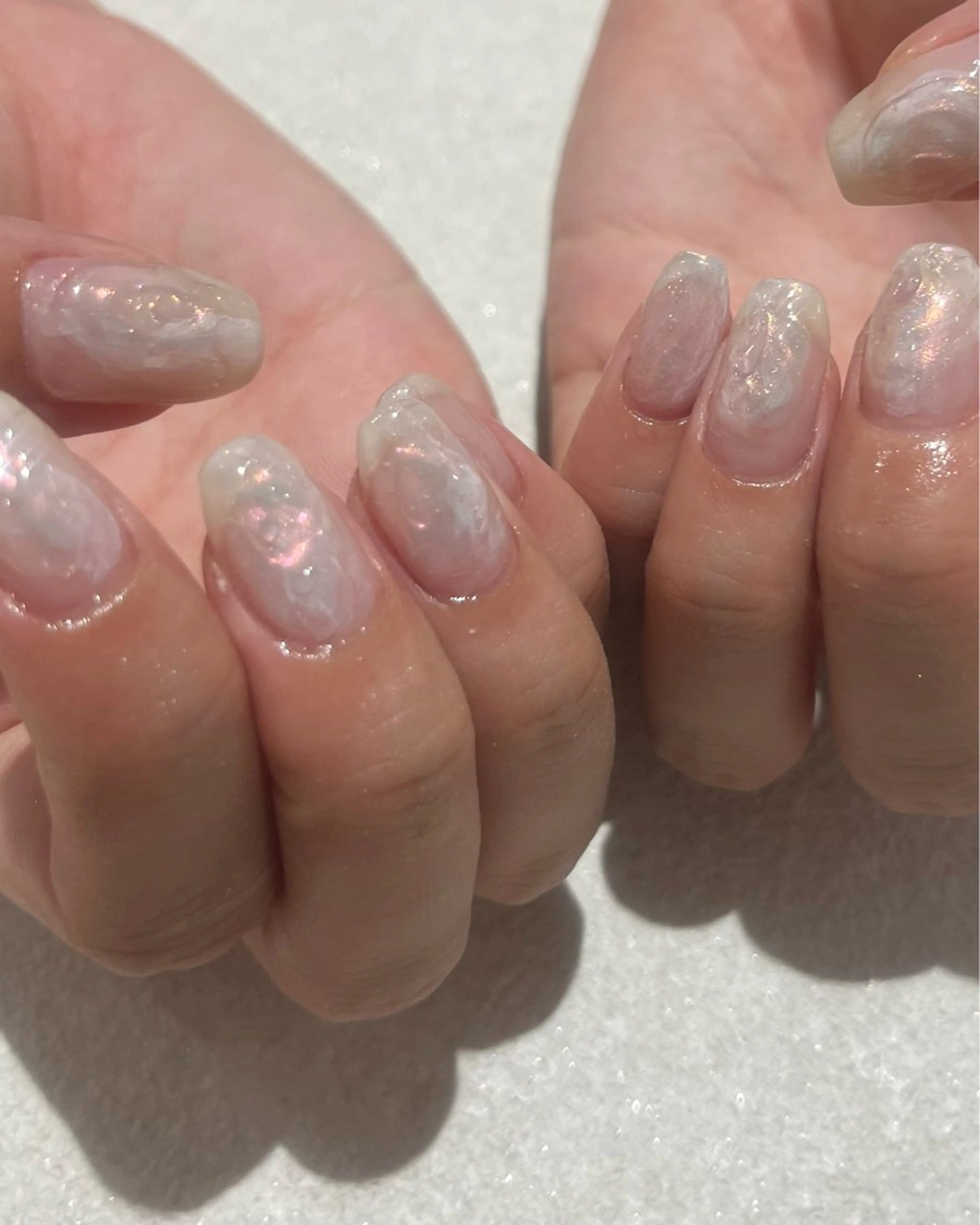 ネイル オーロラネイル ニュアンスネイル ピンク ハンドネイル kanatsu yorikoのネイルデザイン