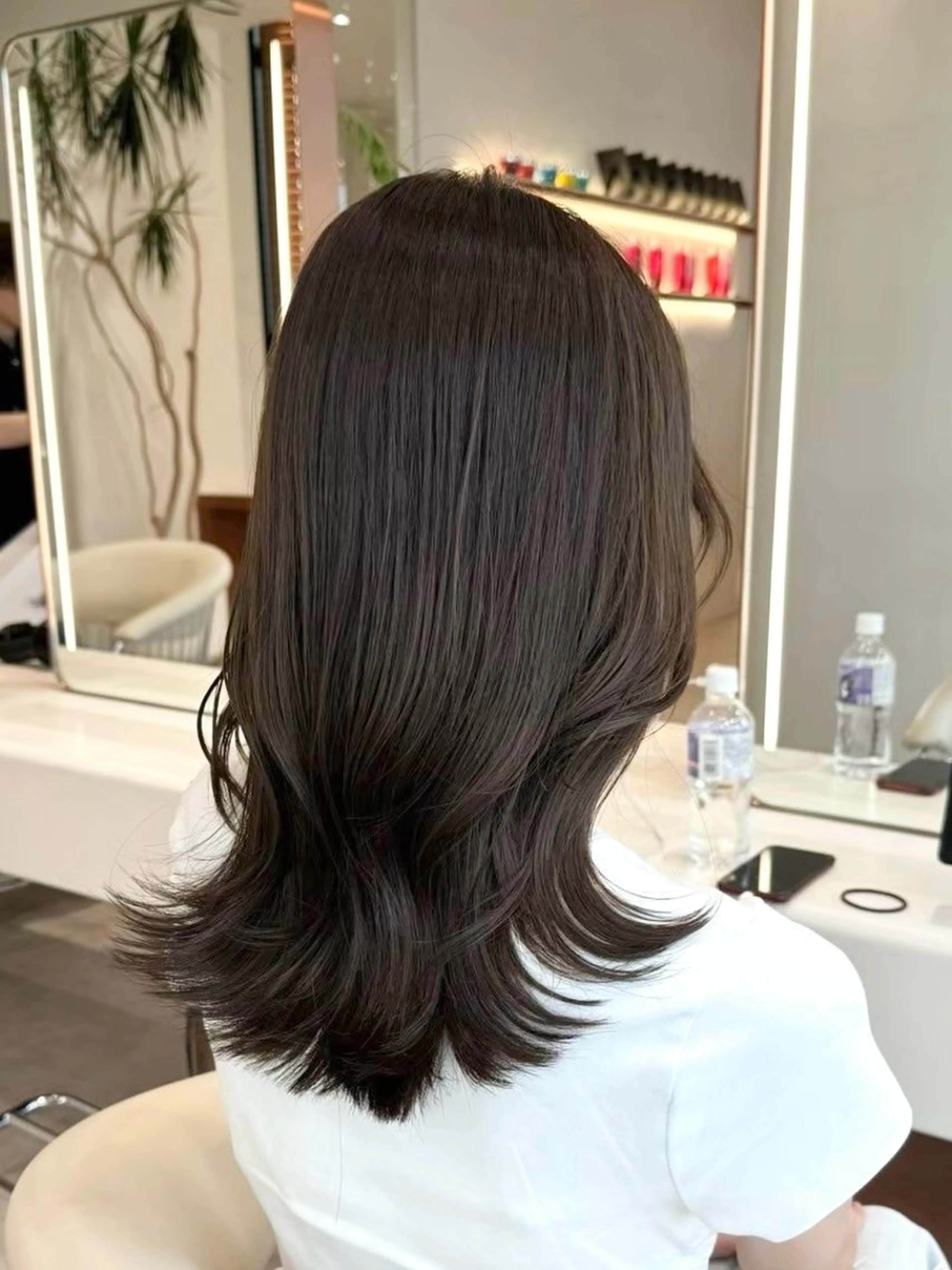 セミロング カラー ブラウンカラー ダークブラウン レイヤーカット カット ヘアカラー トリートメント レイヤー/ハッシュ 渋谷/サッタのヘアスタイル