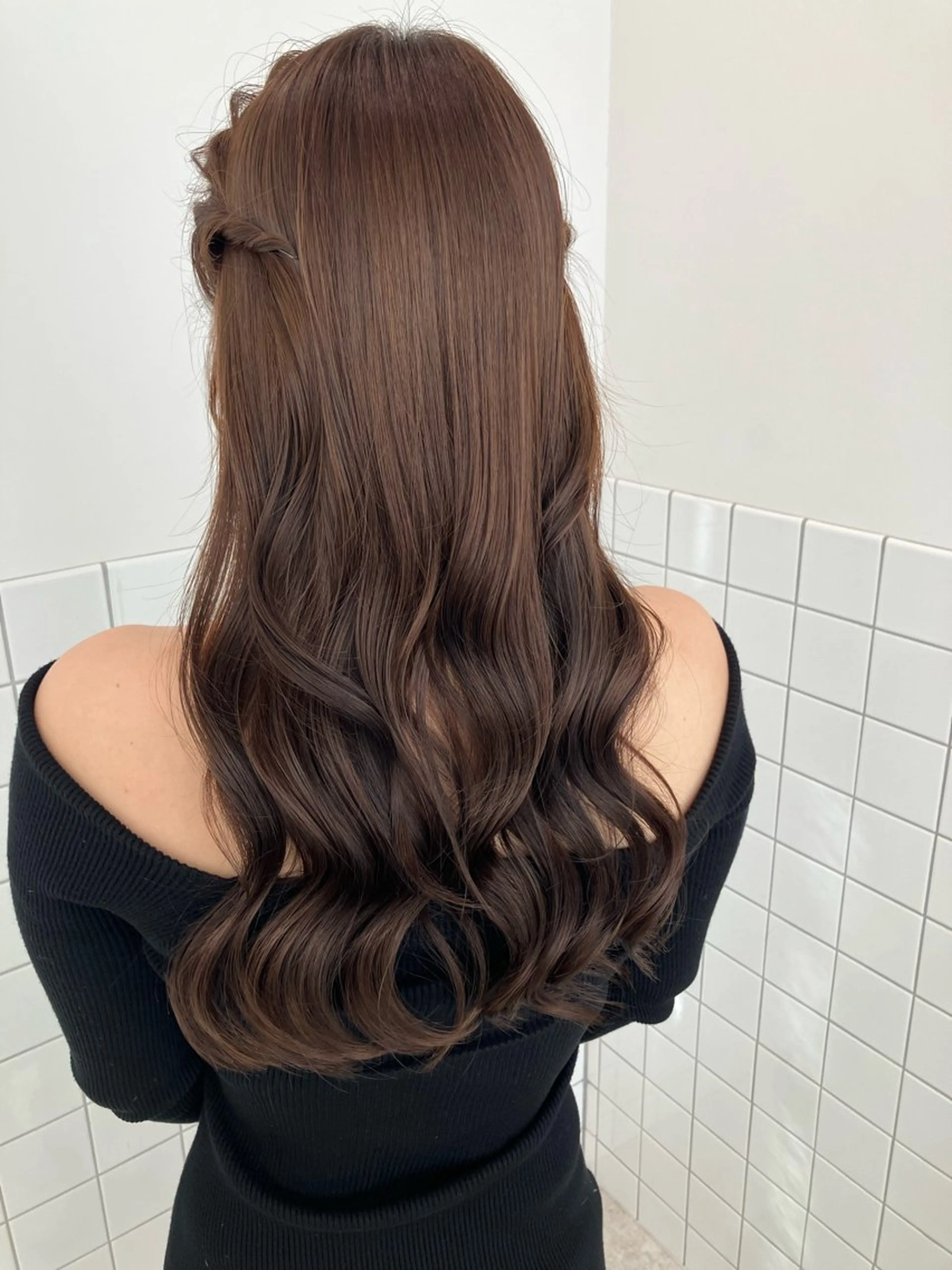 ロング カラー ブラウンカラー キャラメルブラウン 髪質改善/艶カラー 縮毛矯正/みほのヘアスタイル