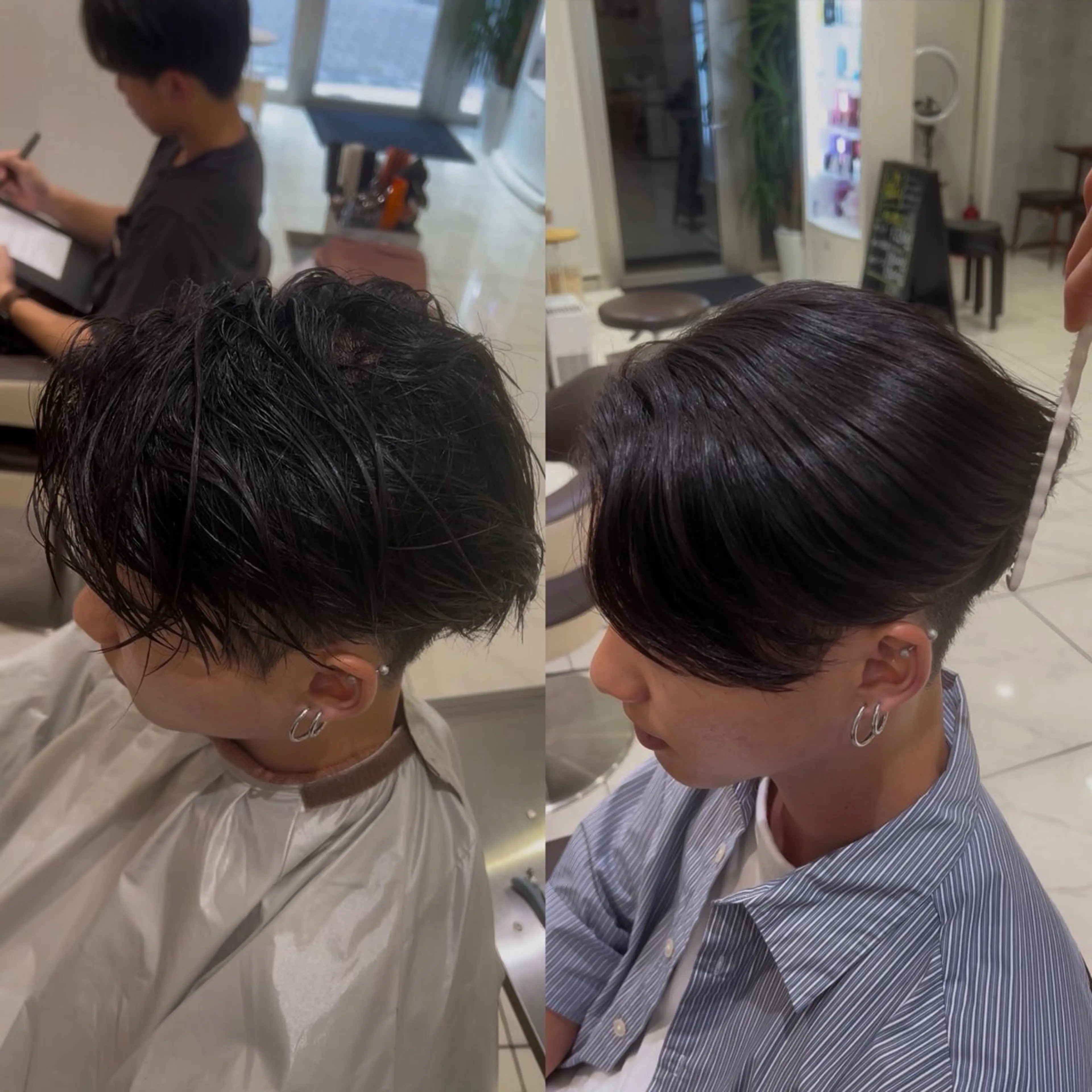 ショート パーマ メンズ センターパート マッシュ 縮毛矯正 カット 縮毛矯正 トリートメント メンズ毛流れ 縮毛特化/土屋丈のヘアスタイル