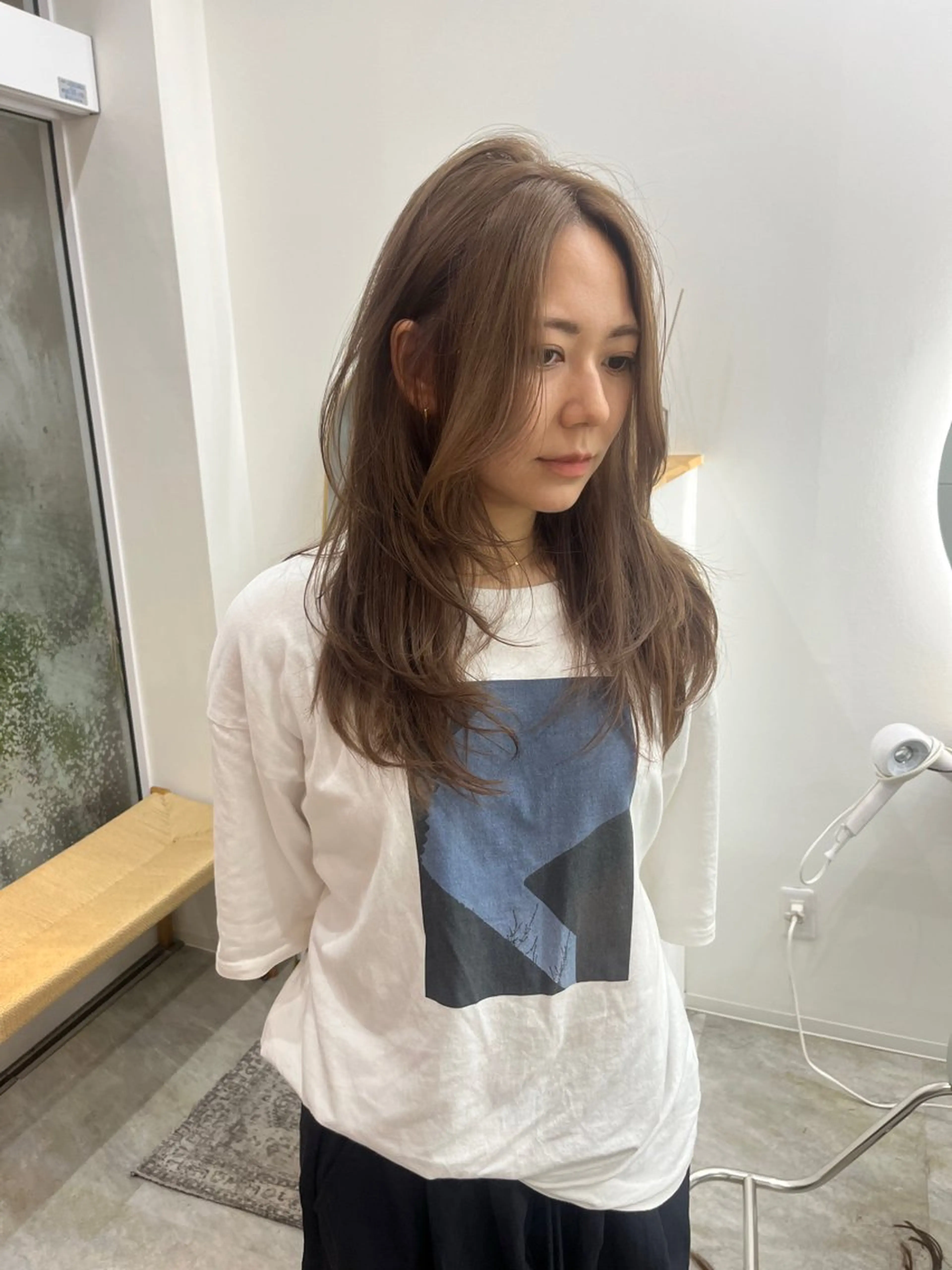 ロング カラー カット ヘアカラー トリートメント ベージュ⟡˖レイヤー ˖ ࣪⊹あずきのヘアスタイル