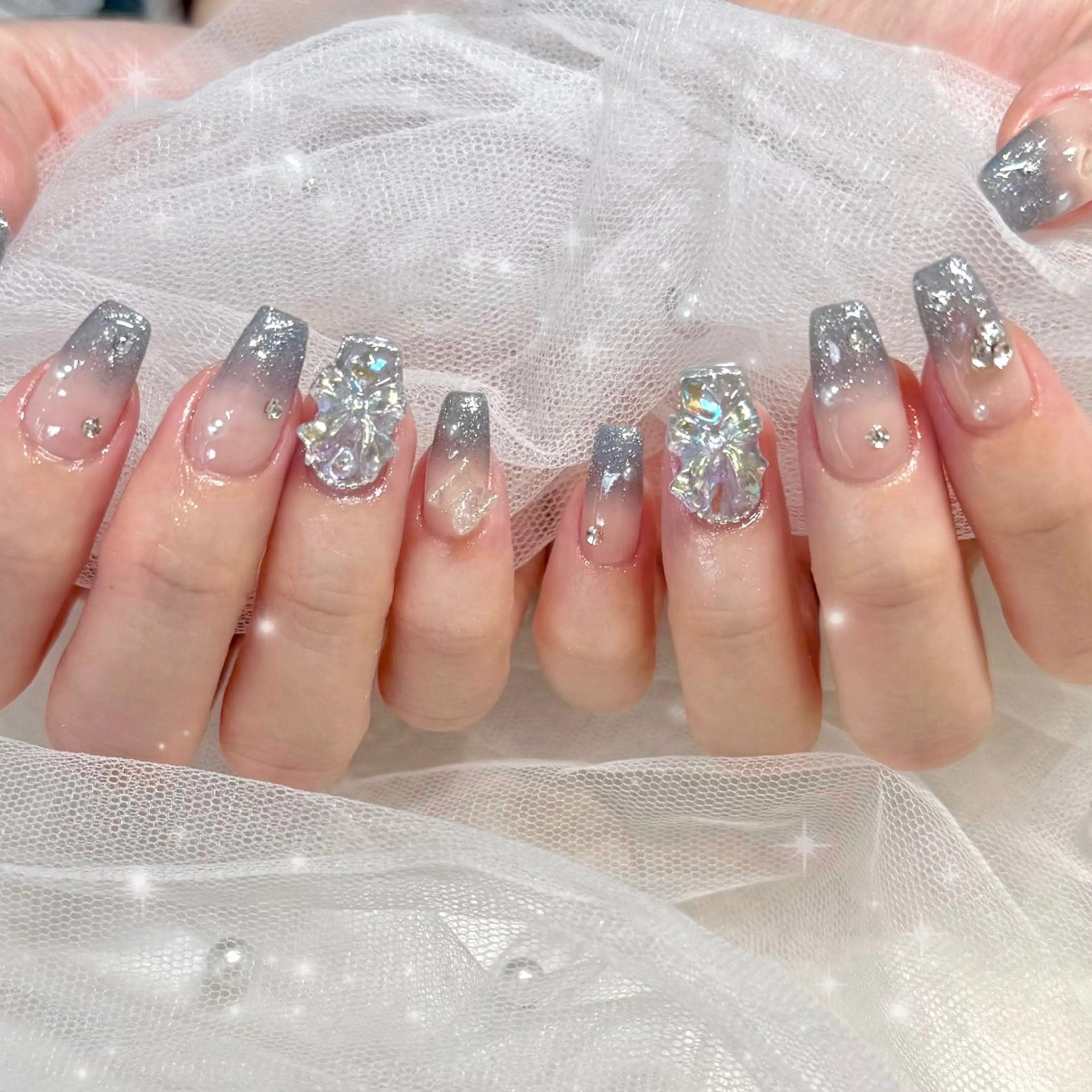 ネイル ブルー ハンドネイル Karen 新宿のネイルデザイン