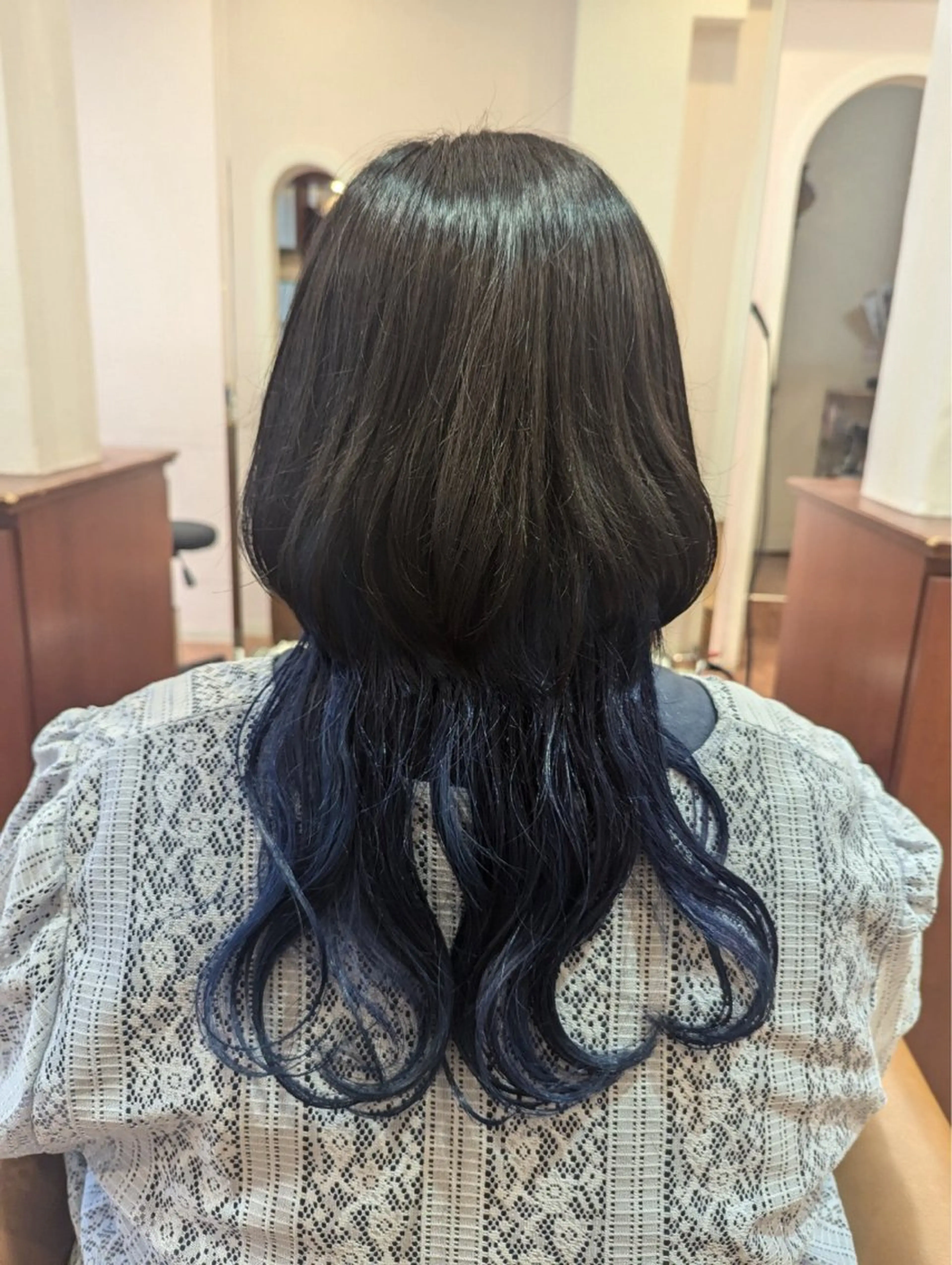 ロング カラー ブルーカラー ダブルカラー カット ヘアカラー ブランシェ勝川南口店 石原 あゆみのマツエク・マツパデザイン