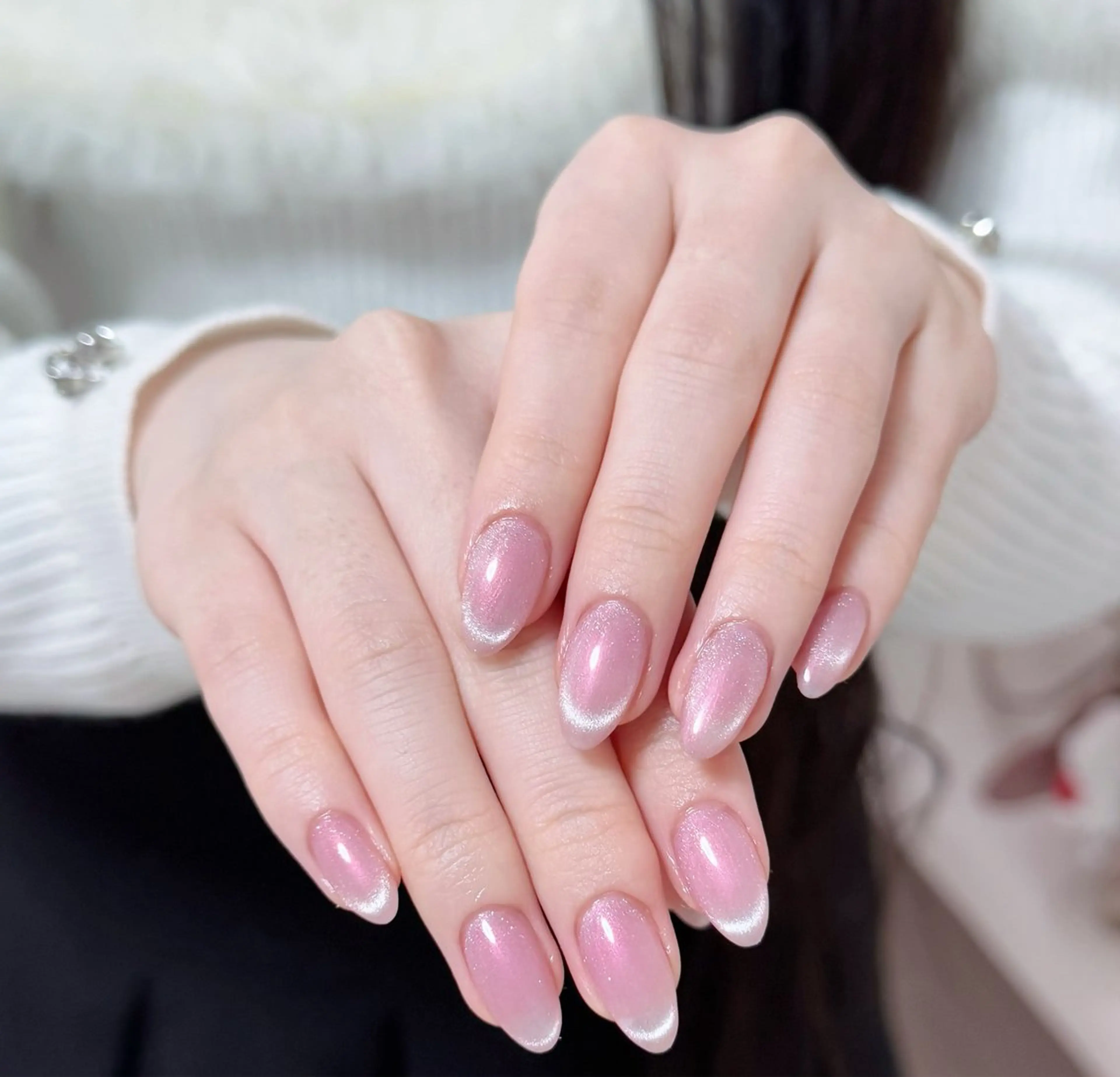 ネイル フレンチネイル グラデーション キラキラネイル 韓国ネイル マグネットネイル ハンドネイル 🎀🎀YooLi Nail Salonのネイルデザイン
