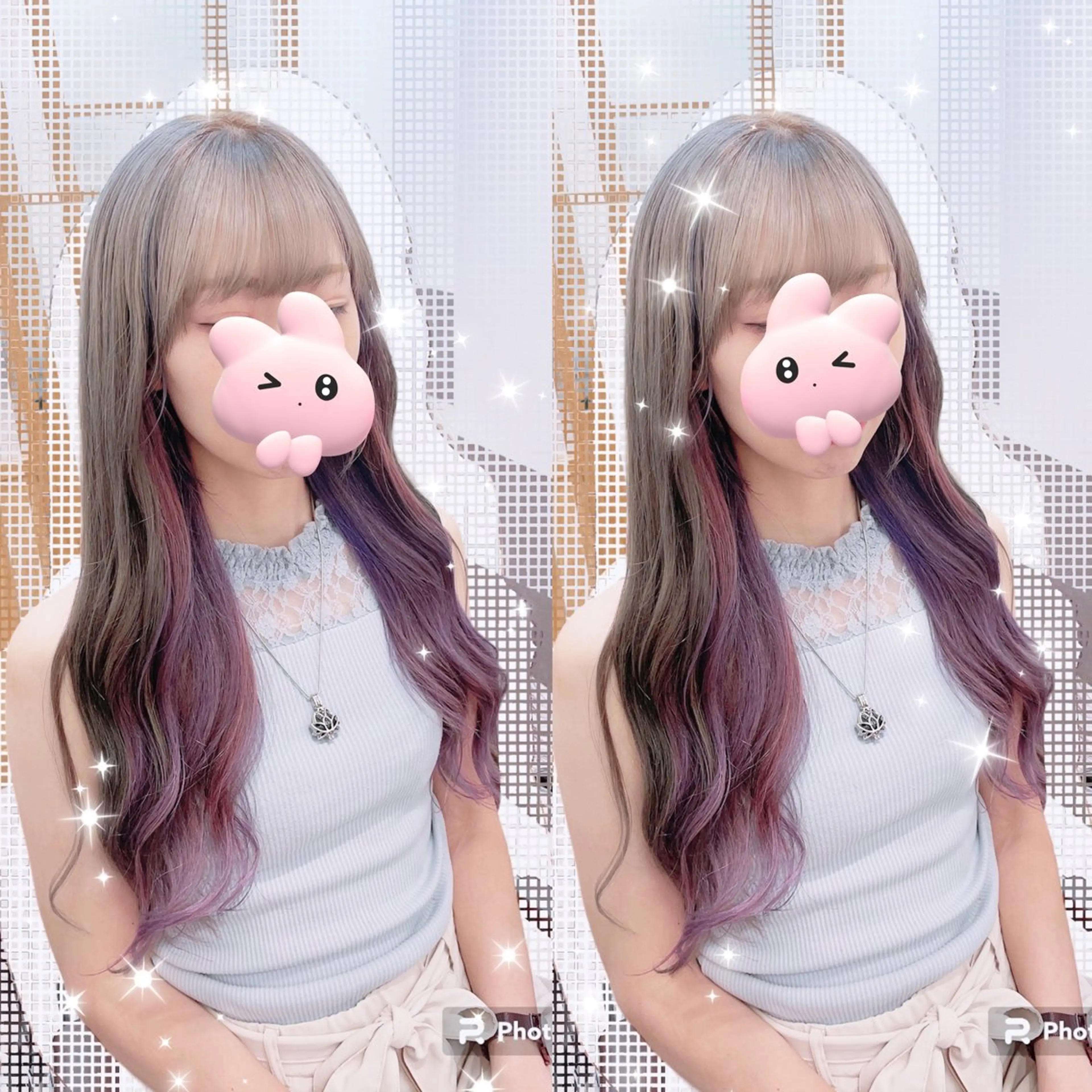 ロング カラー ヘアアレンジ ブリーチ ダブルカラー パープルカラー シルバー トリートメント 新宿三丁目アイドル ヘアメイクたでぬまのヘアスタイル