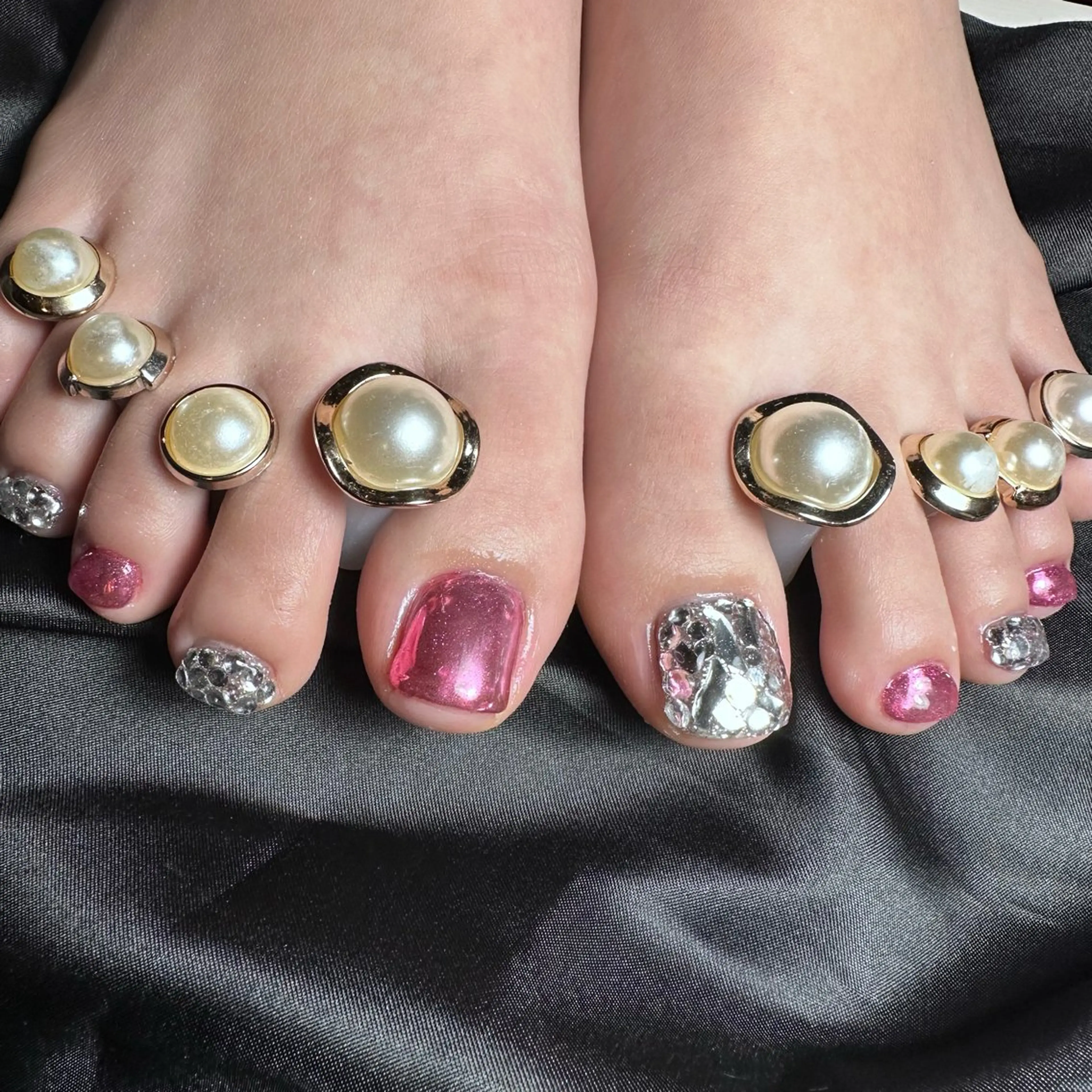 ネイル ミラーネイル ピンク nail salon 凪のネイルデザイン