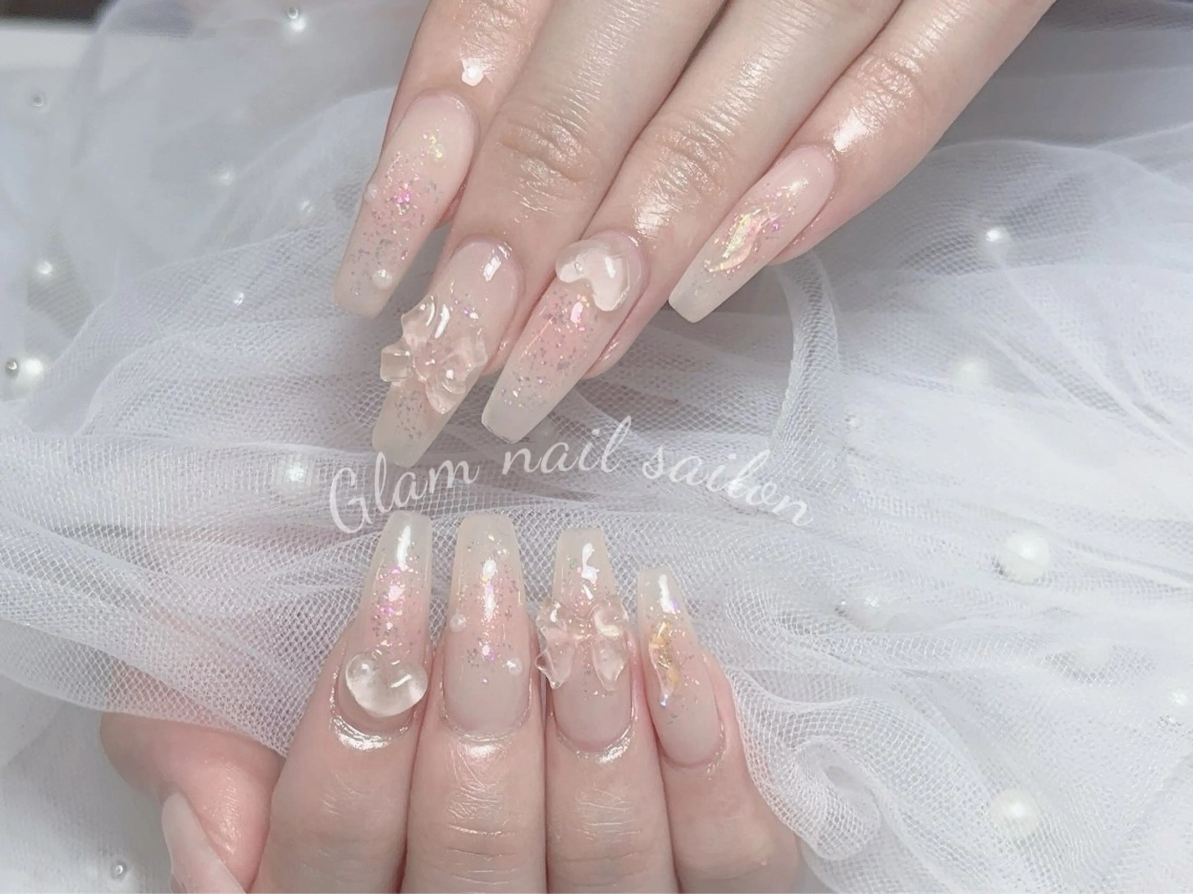 ネイル エツメ💅 長さだし🎀デザインのネイルデザイン