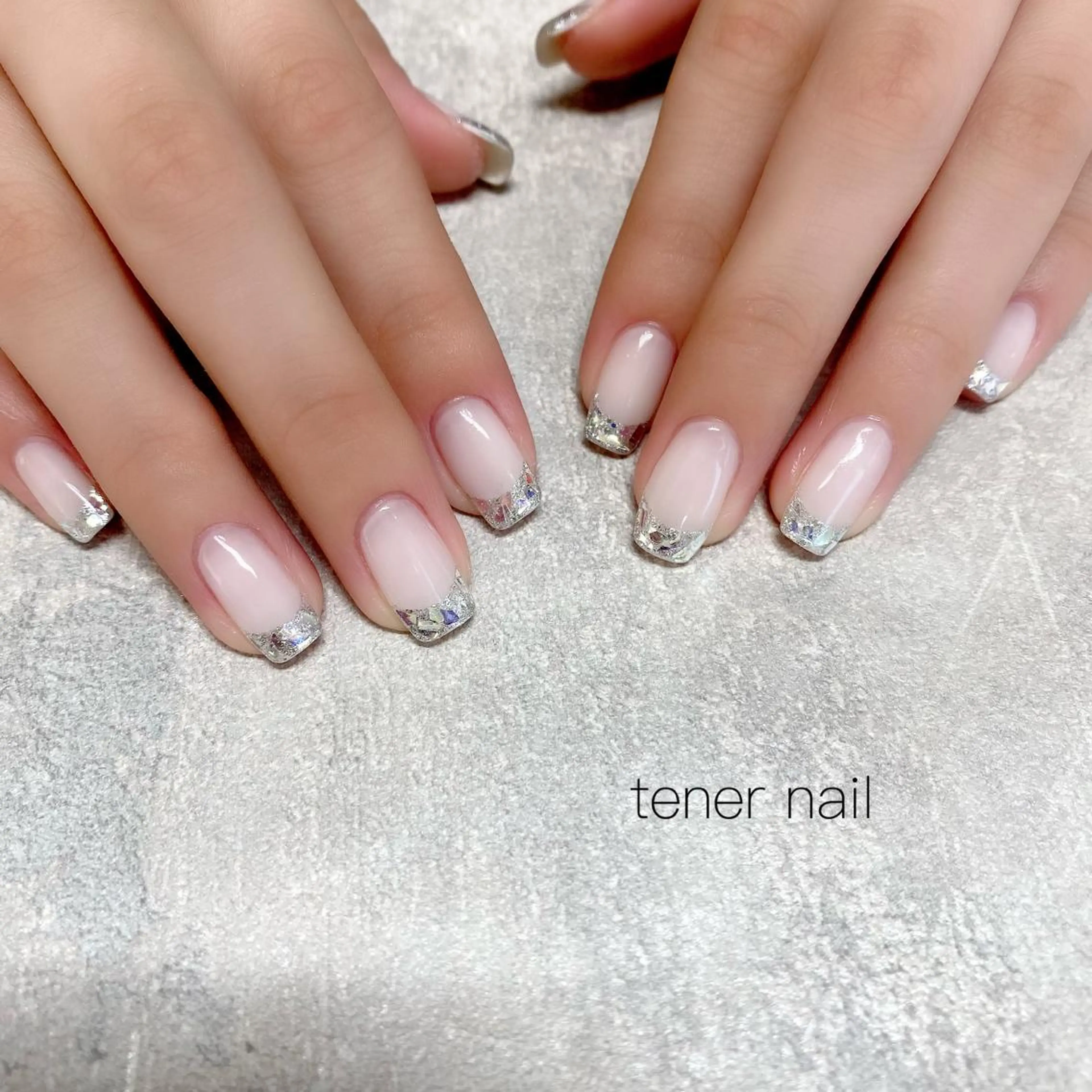 ネイル フレンチネイル ガラスフレンチ テネルネイル tener nailのネイルデザイン