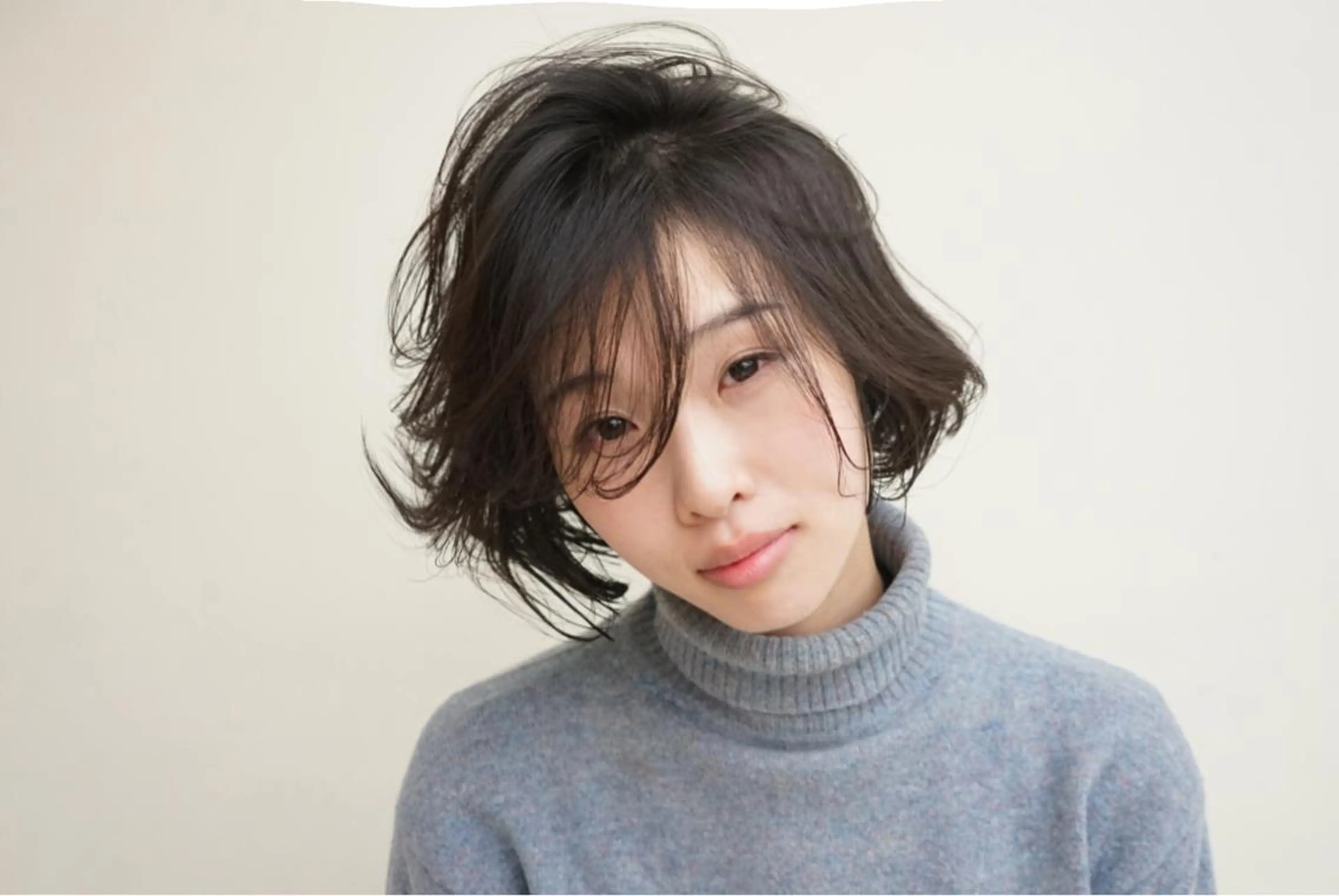 ショート パーマ ボブ かきあげバング カット パーマ トリートメント ヘッドスパ ウルフカット レイヤーカット上柿のヘアスタイル