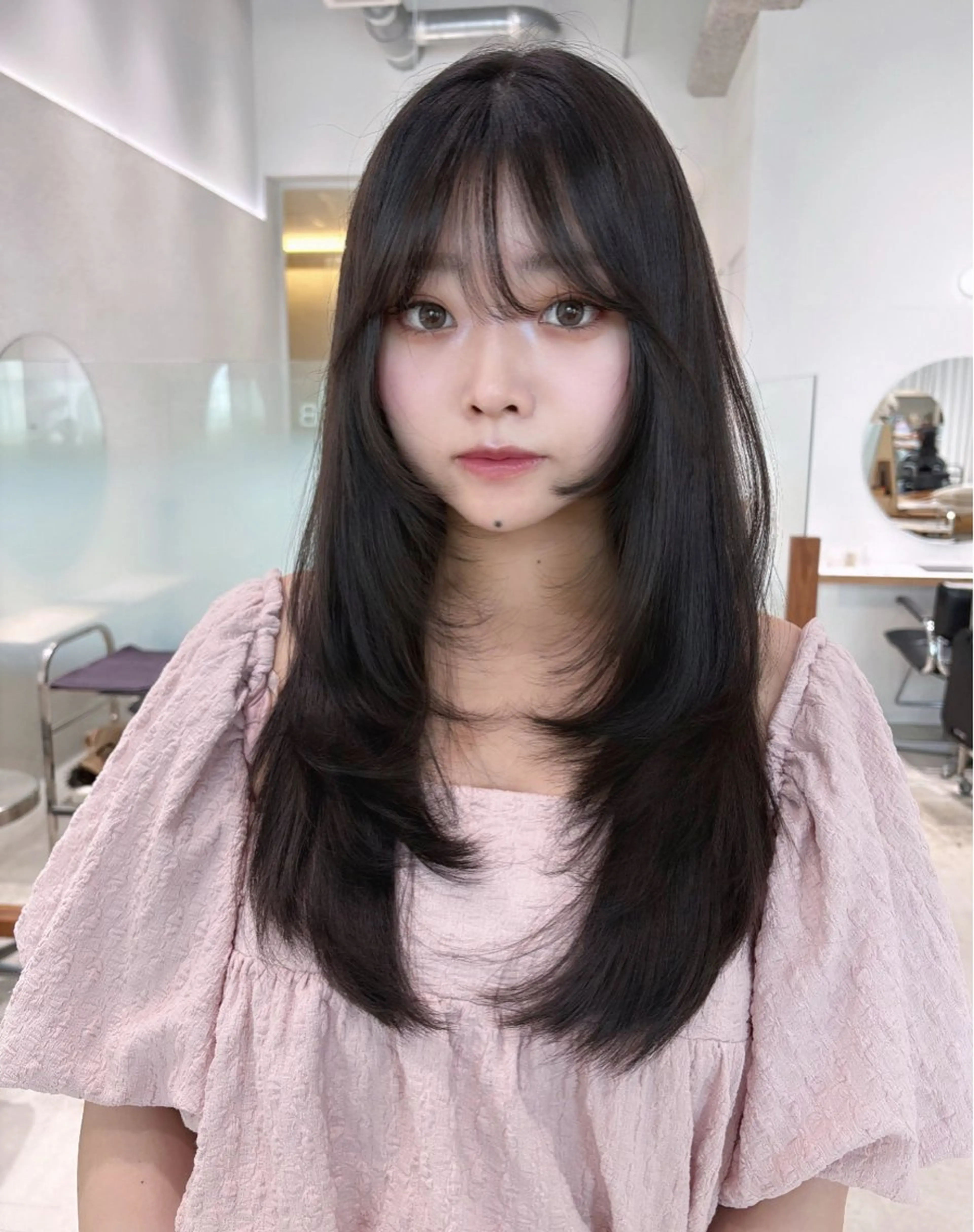 ロング カラー カット ヘアカラー トリートメント 🎀優姫 🎀  韓国レイヤーのヘアスタイル