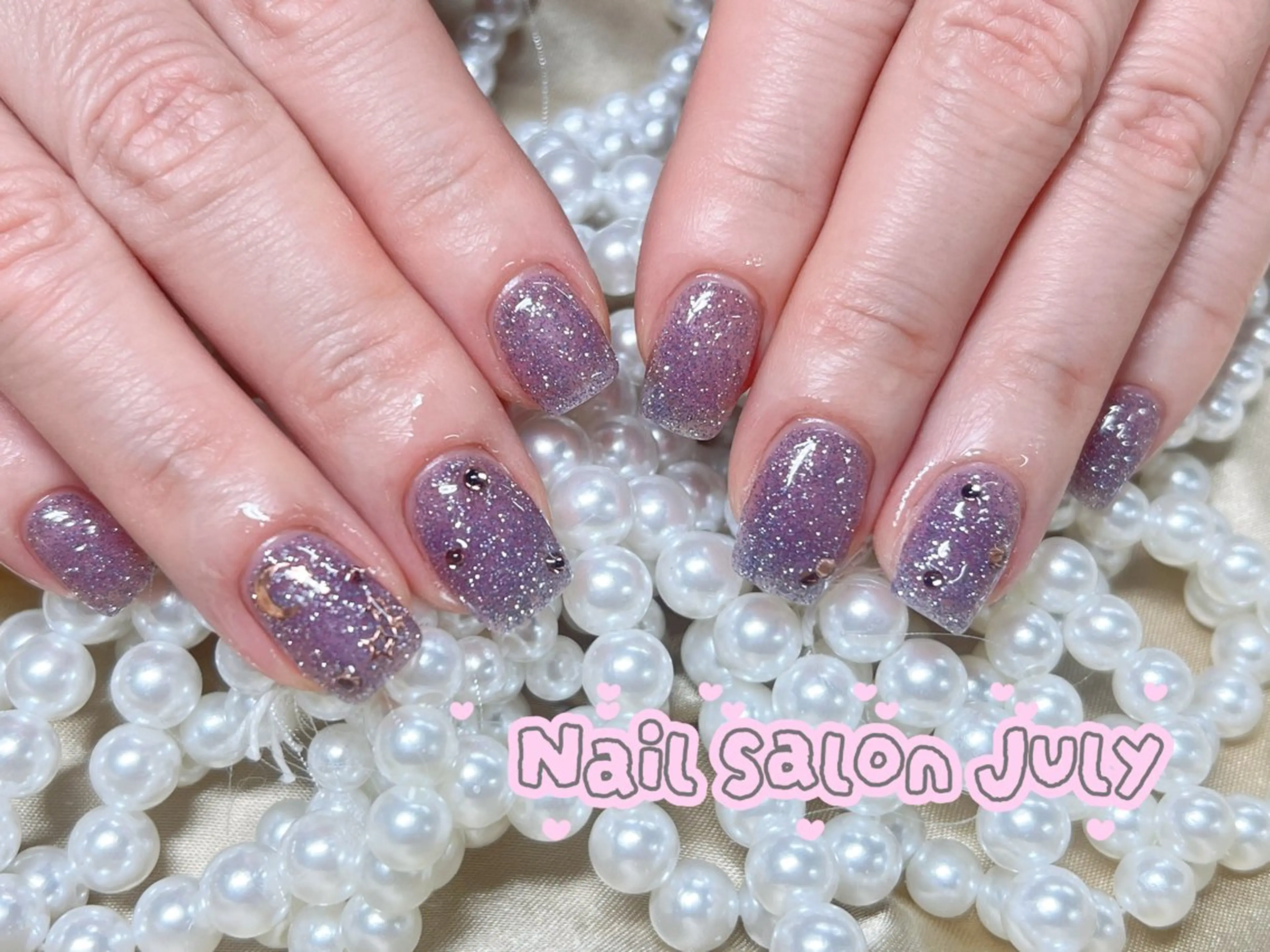 ネイル アートネイル オーロラネイル ジェルネイル ガーリー キラキラネイル ハンドネイル July モモのネイルデザイン