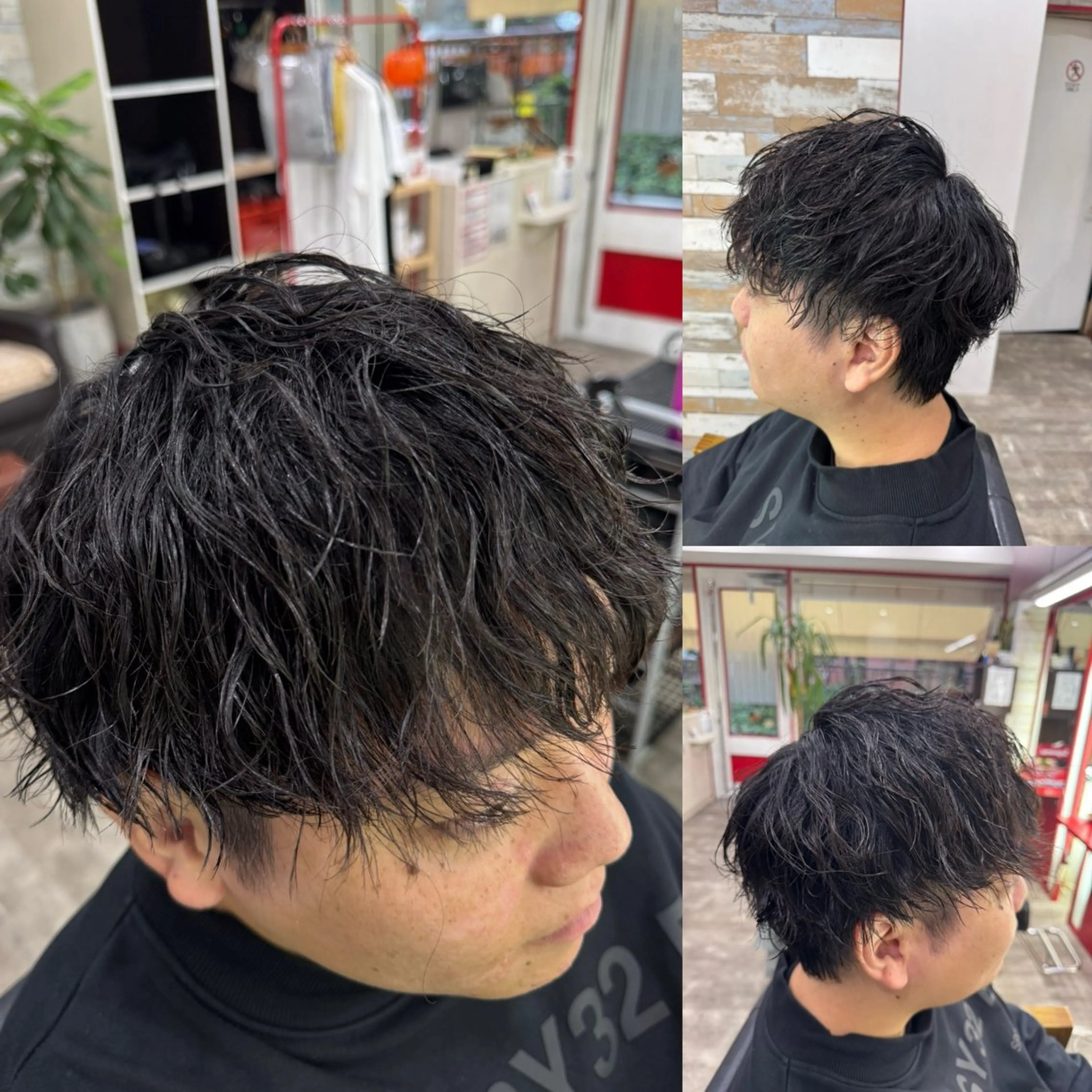 ショート パーマ メンズ メンズパーマ 波巻きパーマ ニュアンスパーマ カット パーマ ヘッドスパ 看板犬がお出迎え◎ 初めてでも安心◎のヘアスタイル