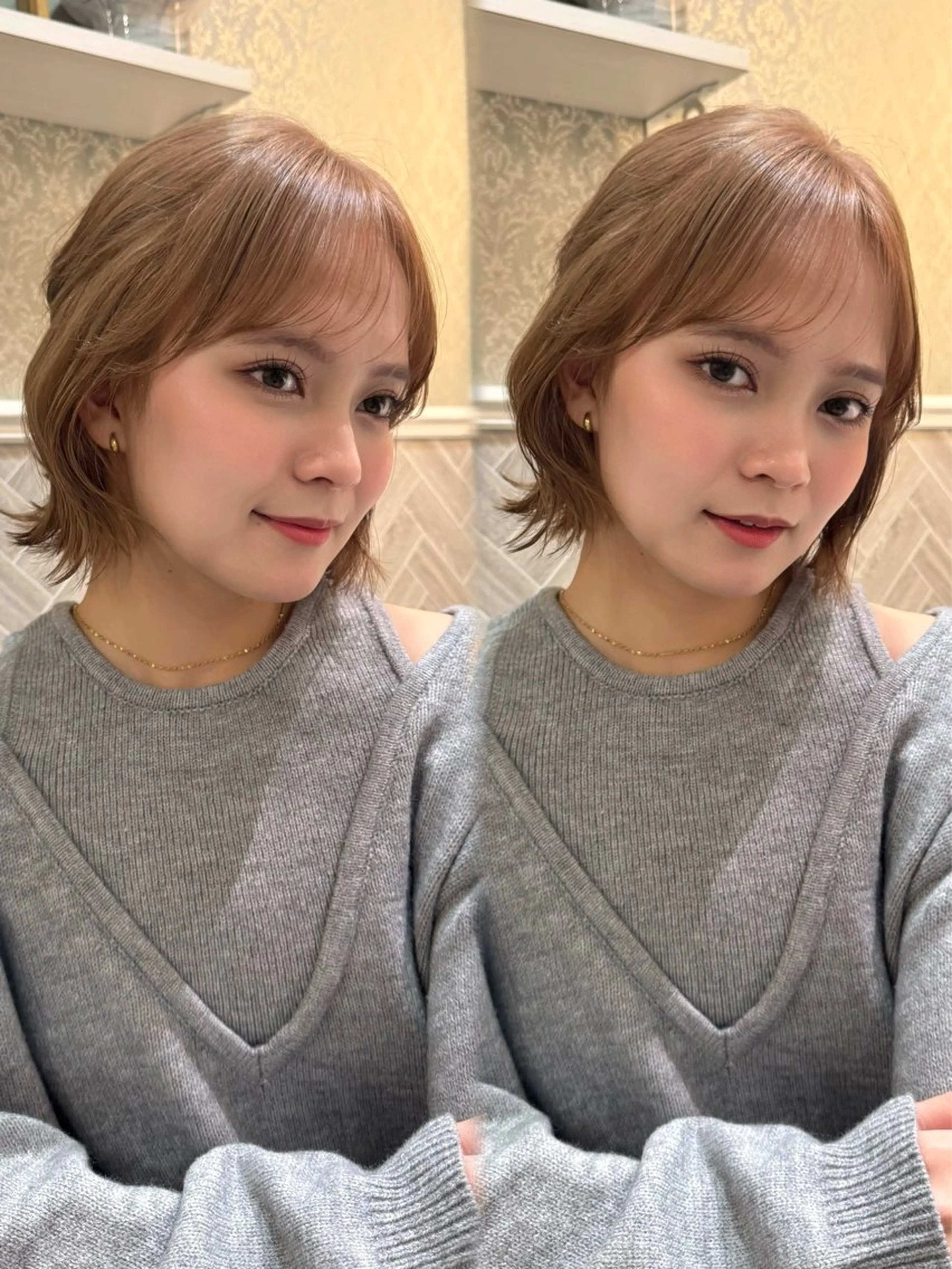 ショート カット ヘアカラー トリートメント ボブ/透明感カラー /艶髪/しなる🌷のヘアスタイル