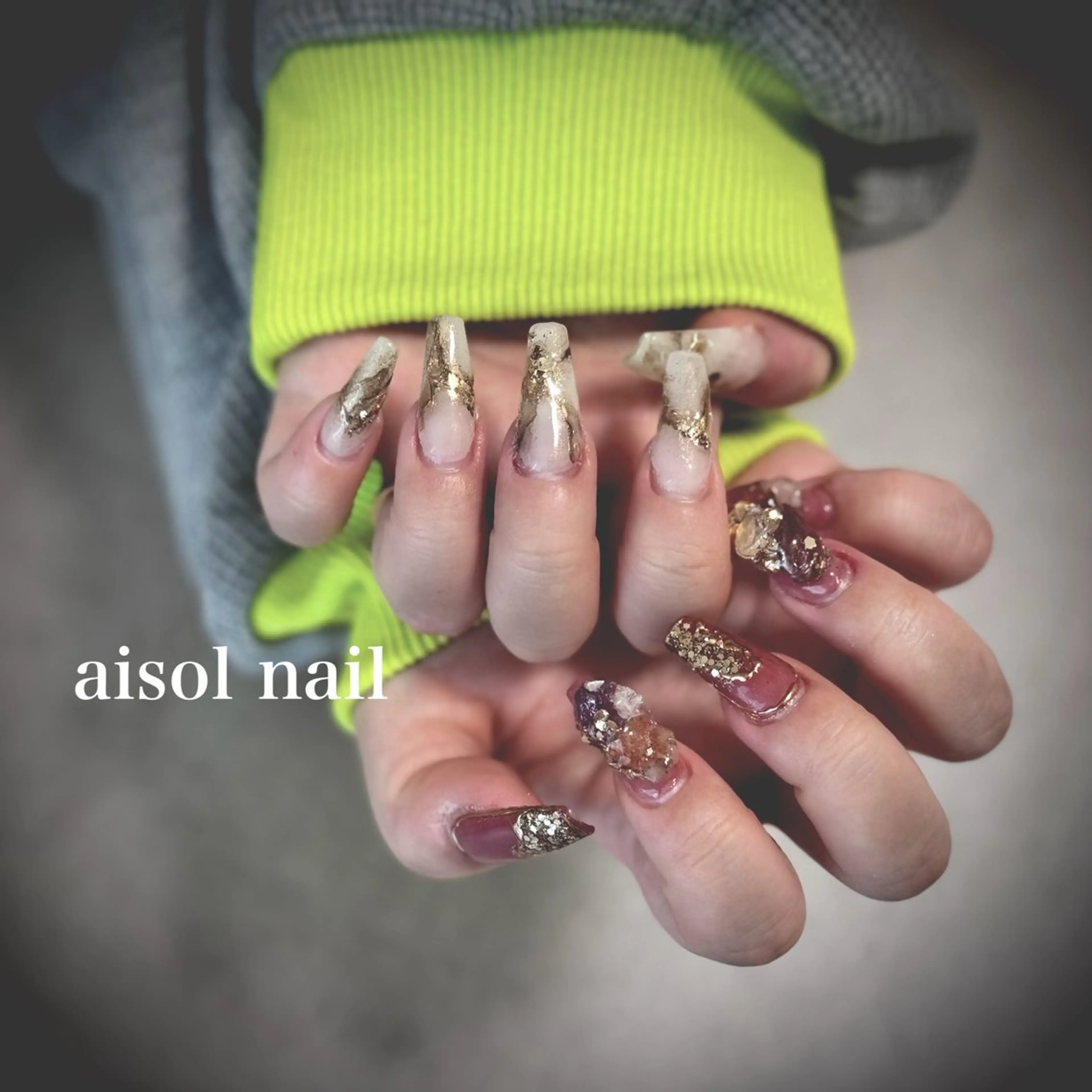 ネイル 長さ出し ハンドネイル Aisol nail salonのネイルデザイン